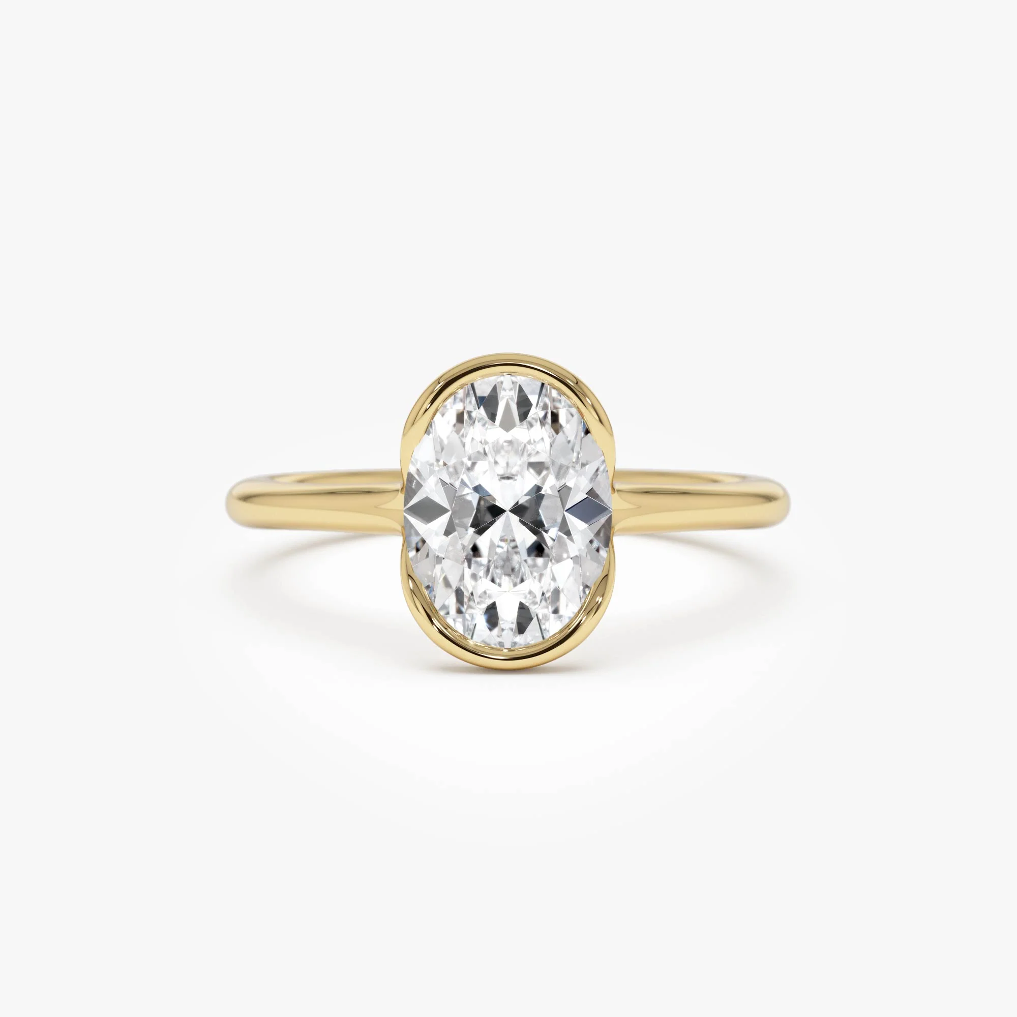 1.5 Ctw 14k Oval Shaped Lab Grown Diamond Half Bezel Engagement Ring - Rita