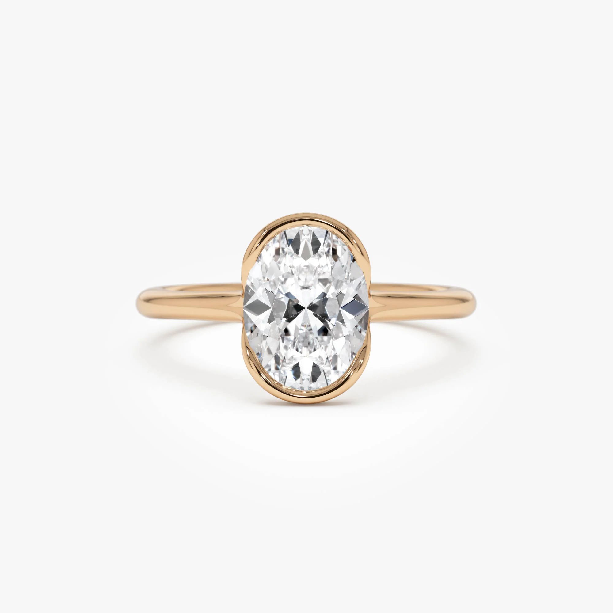 1.5 Ctw 14k Oval Shaped Lab Grown Diamond Half Bezel Engagement Ring - Rita - Image 6