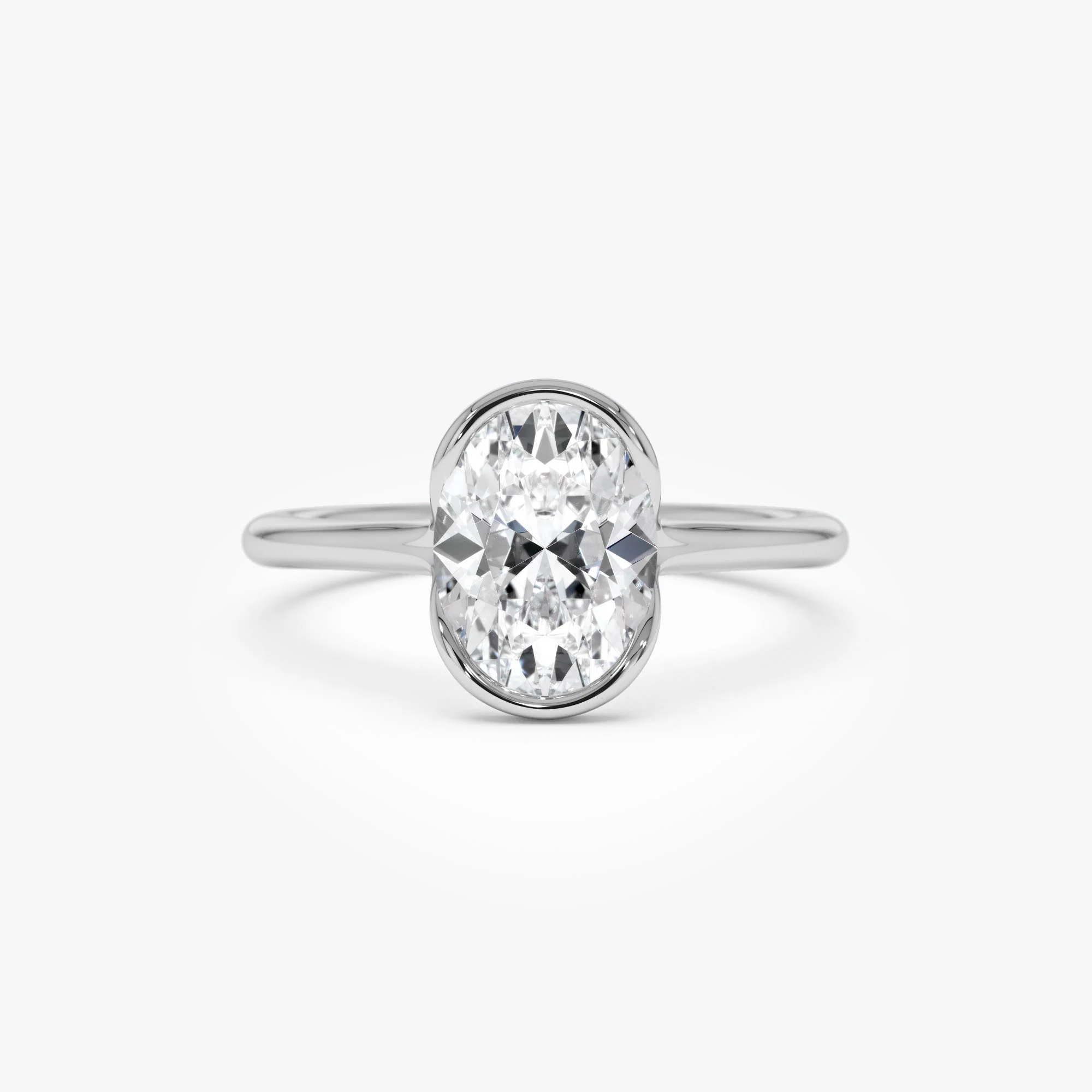 1.5 Ctw 14k Oval Shaped Lab Grown Diamond Half Bezel Engagement Ring - Rita - Image 7