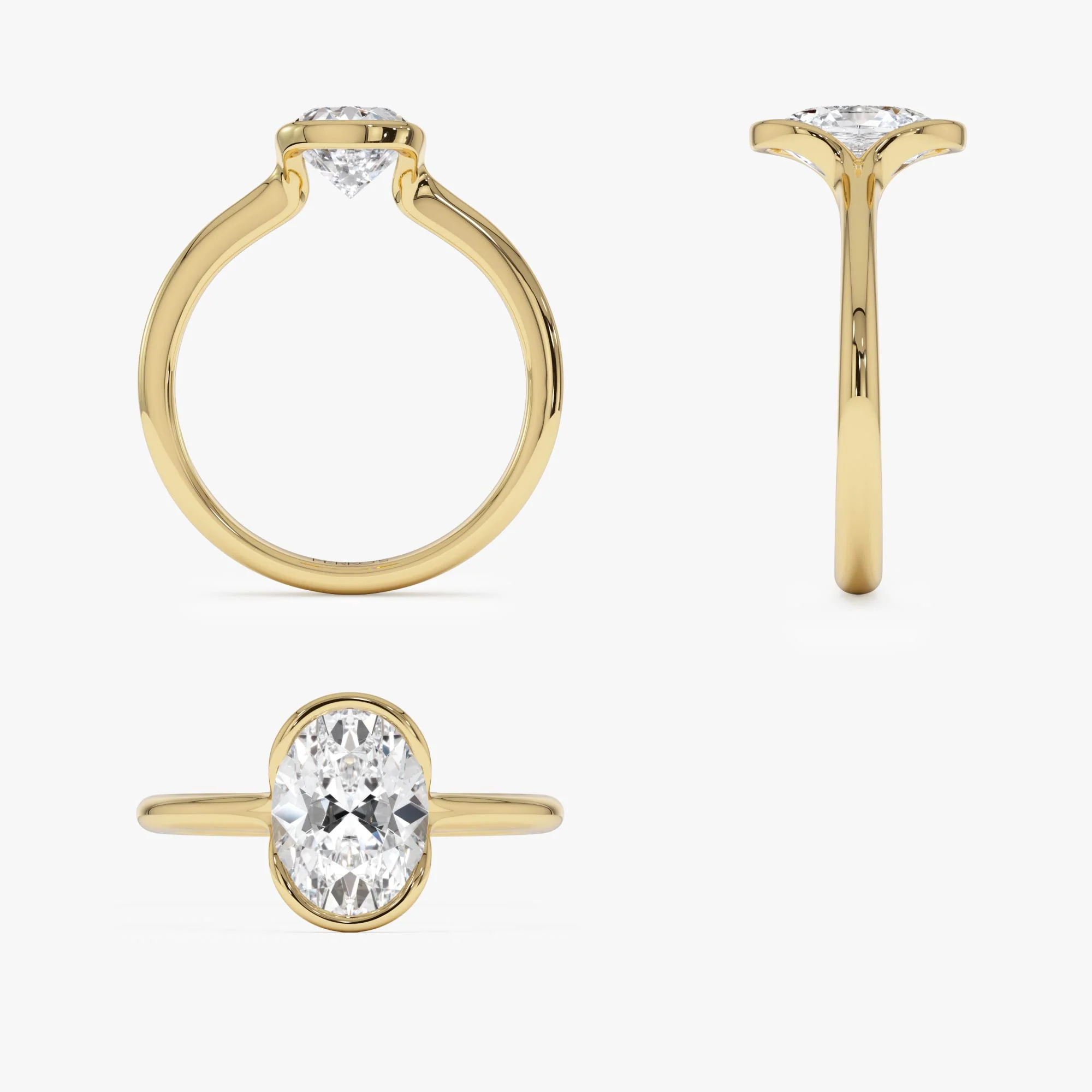 1.5 Ctw 14k Oval Shaped Lab Grown Diamond Half Bezel Engagement Ring - Rita - Image 9