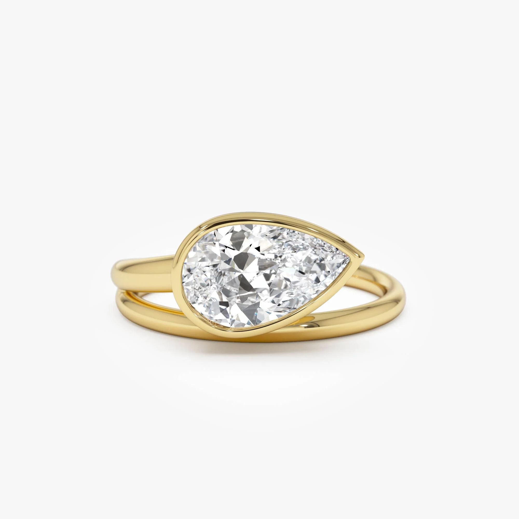 1.5 Ctw Pear Bezel Setting Lab Diamond Ring - Mira