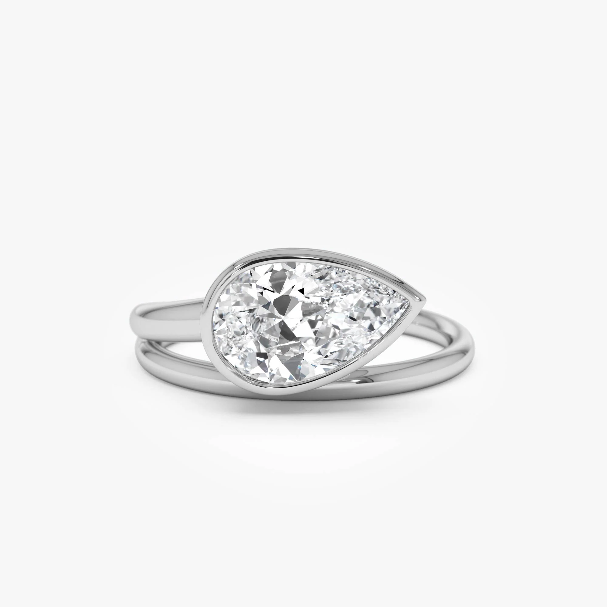 1.5 Ctw Pear Bezel Setting Lab Diamond Ring - Mira - Image 2