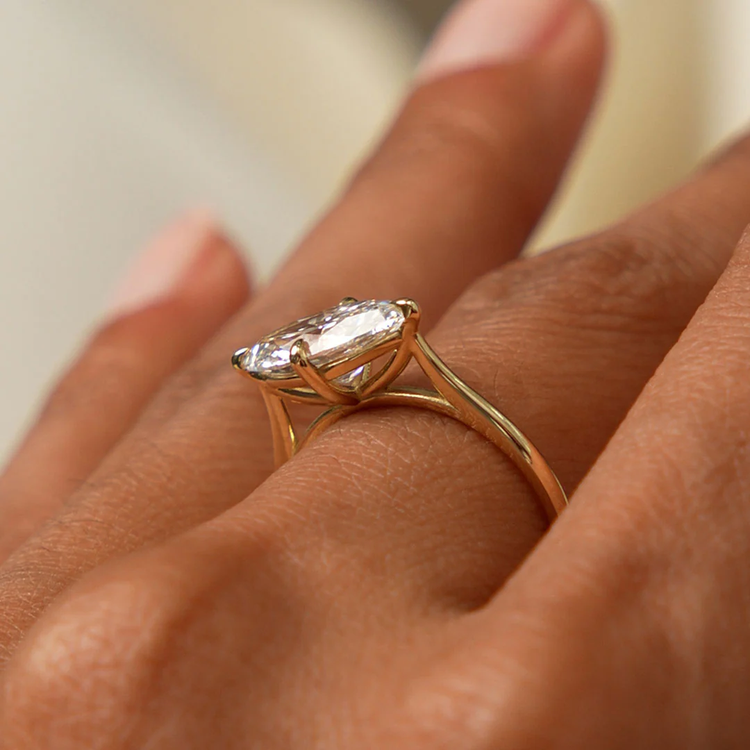 1.50 Ctw 14k Marquise Shape West-East Set Lab Grown Diamond Solitaire Ring - Veyra - Image 5