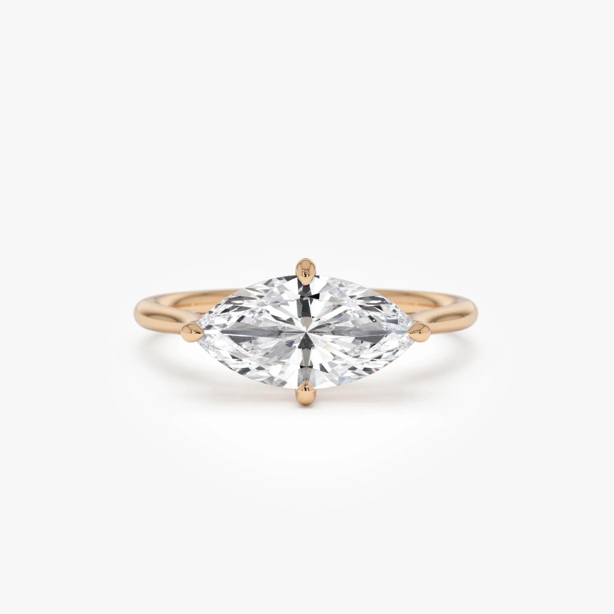 1.50 Ctw 14k Marquise Shape West-East Set Lab Grown Diamond Solitaire Ring - Veyra - Image 6