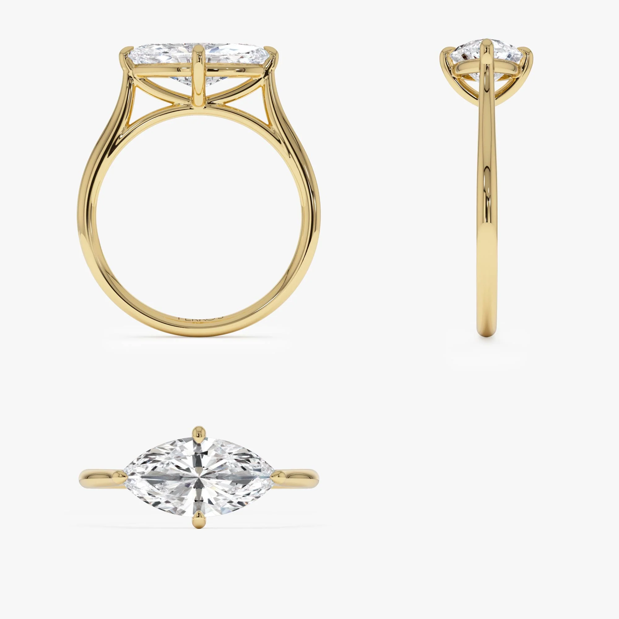 1.50 Ctw 14k Marquise Shape West-East Set Lab Grown Diamond Solitaire Ring - Veyra - Image 9