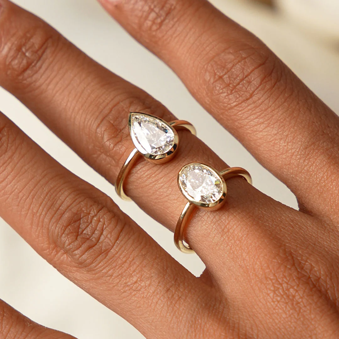 1.50 Ctw 14k Oval Shaped Bezel Setting Lab Grown Diamond Engagement Ring – Celina - Image 2