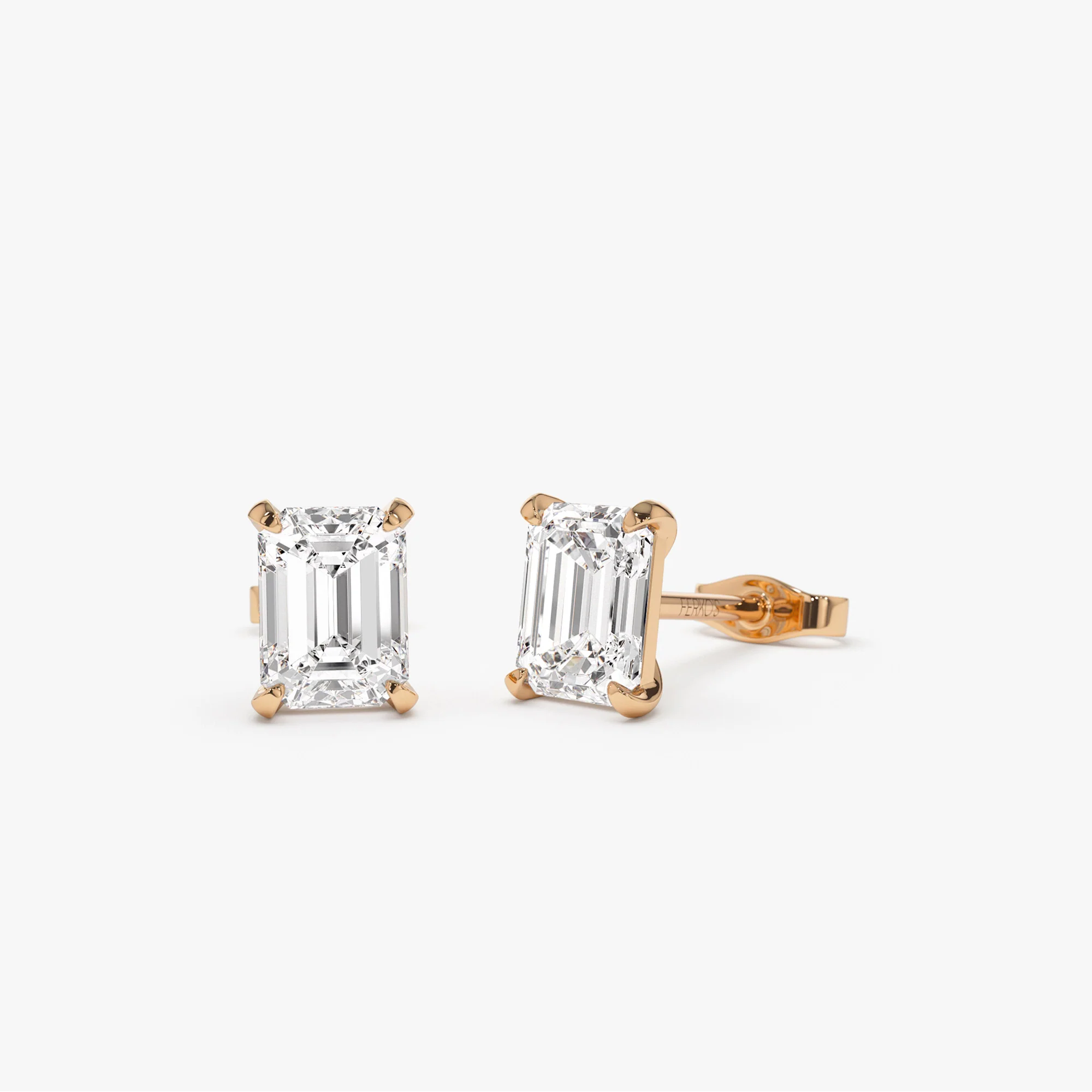 1.50 ctw 14k Prong Setting Emerald Cut Lab Grown Diamond Studs - Claire - Image 3