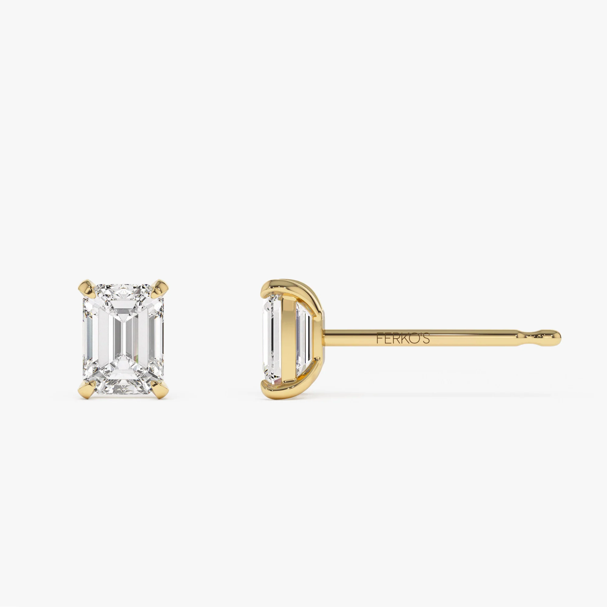 1.50 ctw 14k Prong Setting Emerald Cut Lab Grown Diamond Studs - Claire - Image 4