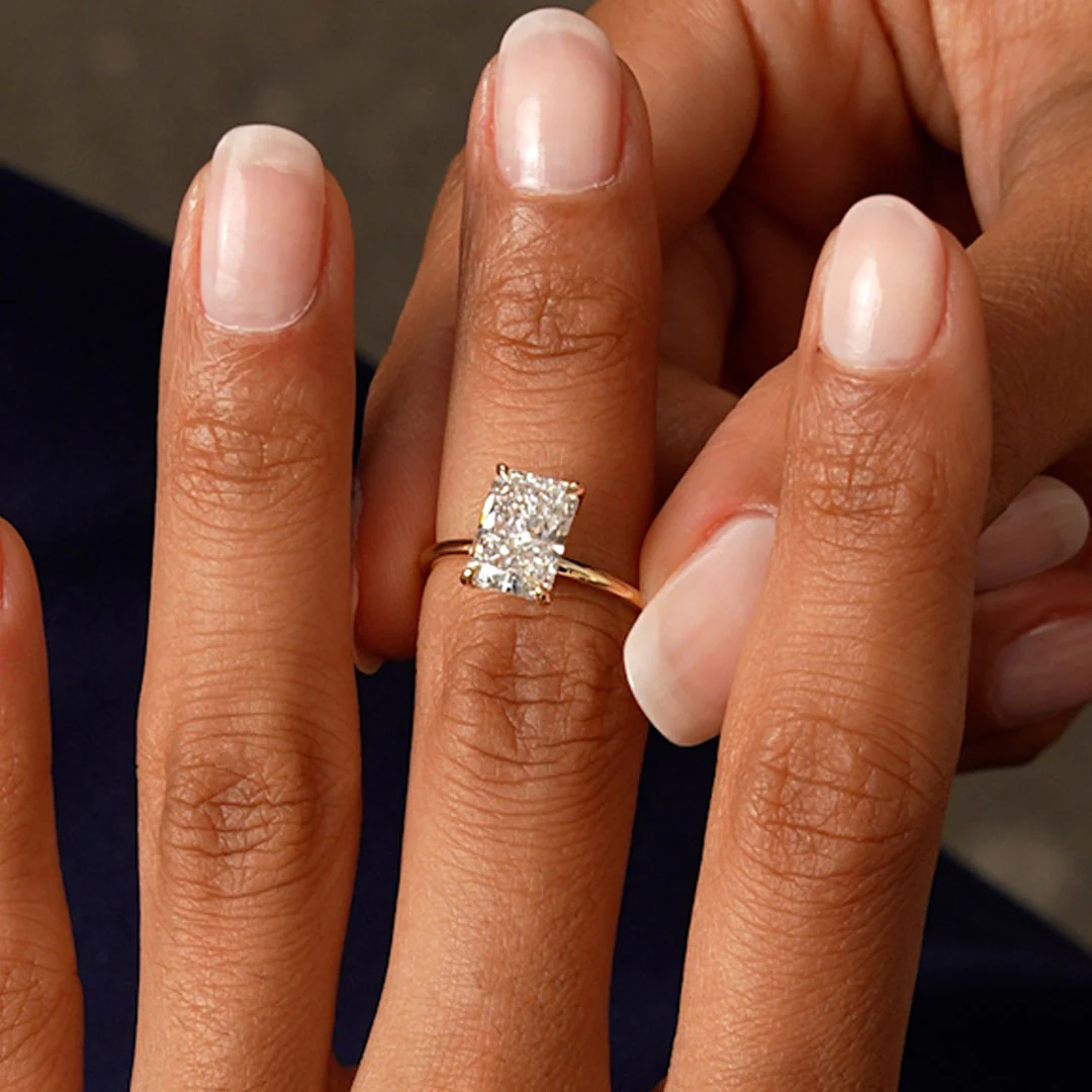 1.50 Ctw 14k Radiant Cut Lab Grown Diamond Hidden Halo Engagement Ring – Aurora - Image 4