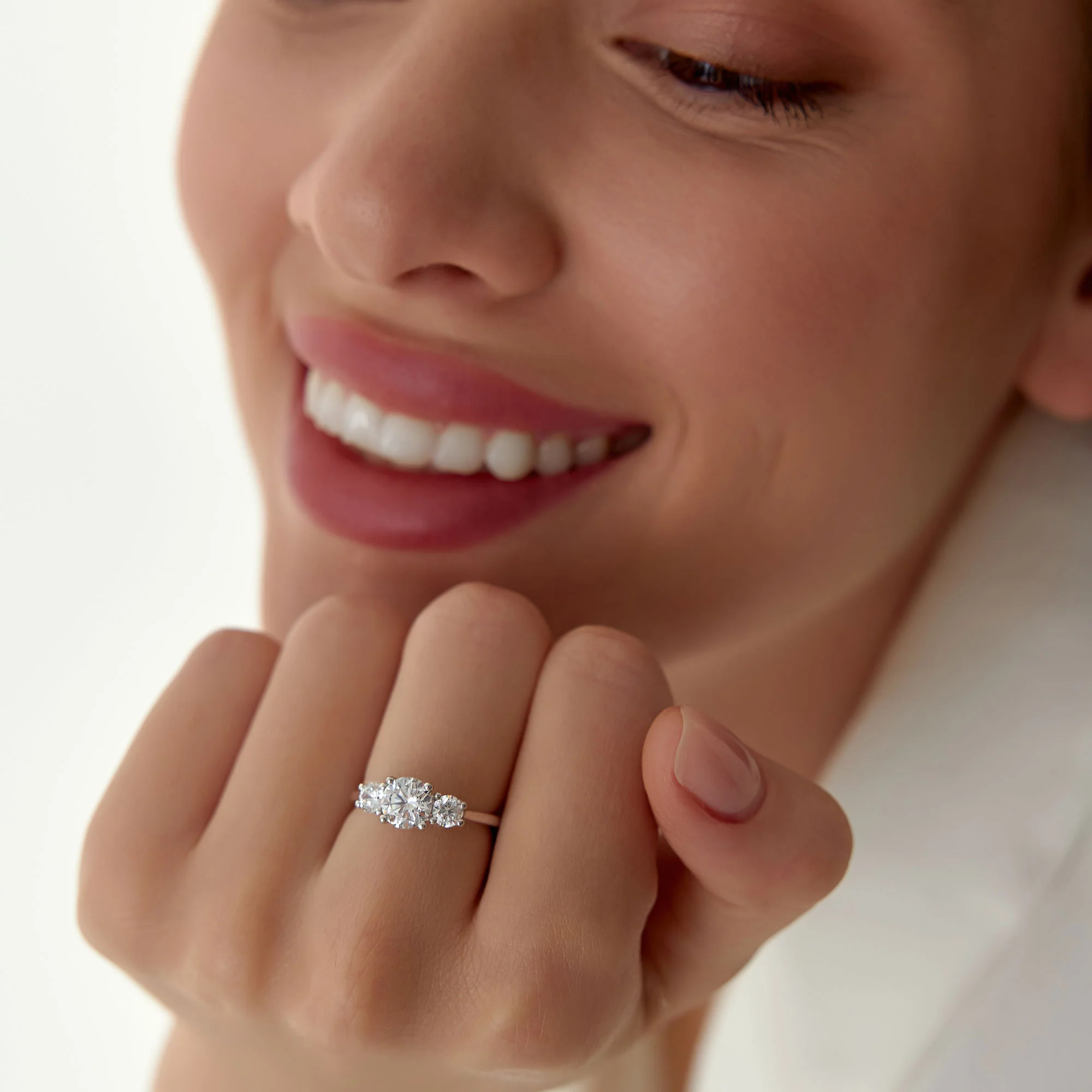 1.50 ctw 14k Round Lab Grown Diamond Three Stone Engagement Ring - Grace - Image 5
