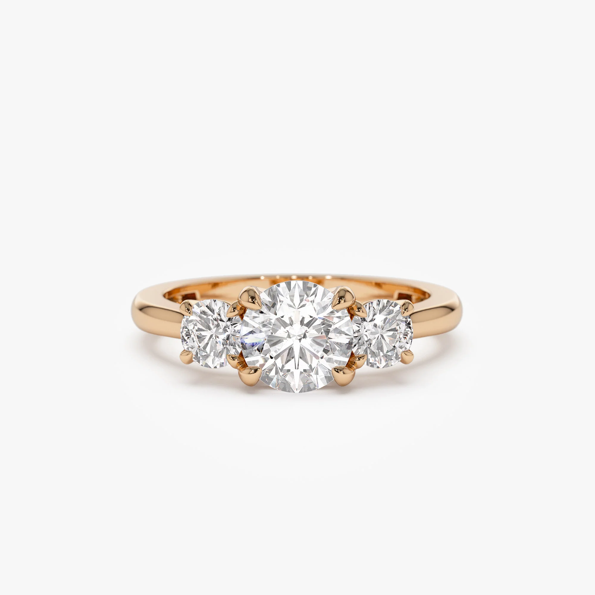 1.50 ctw 14k Round Lab Grown Diamond Three Stone Engagement Ring - Grace - Image 8