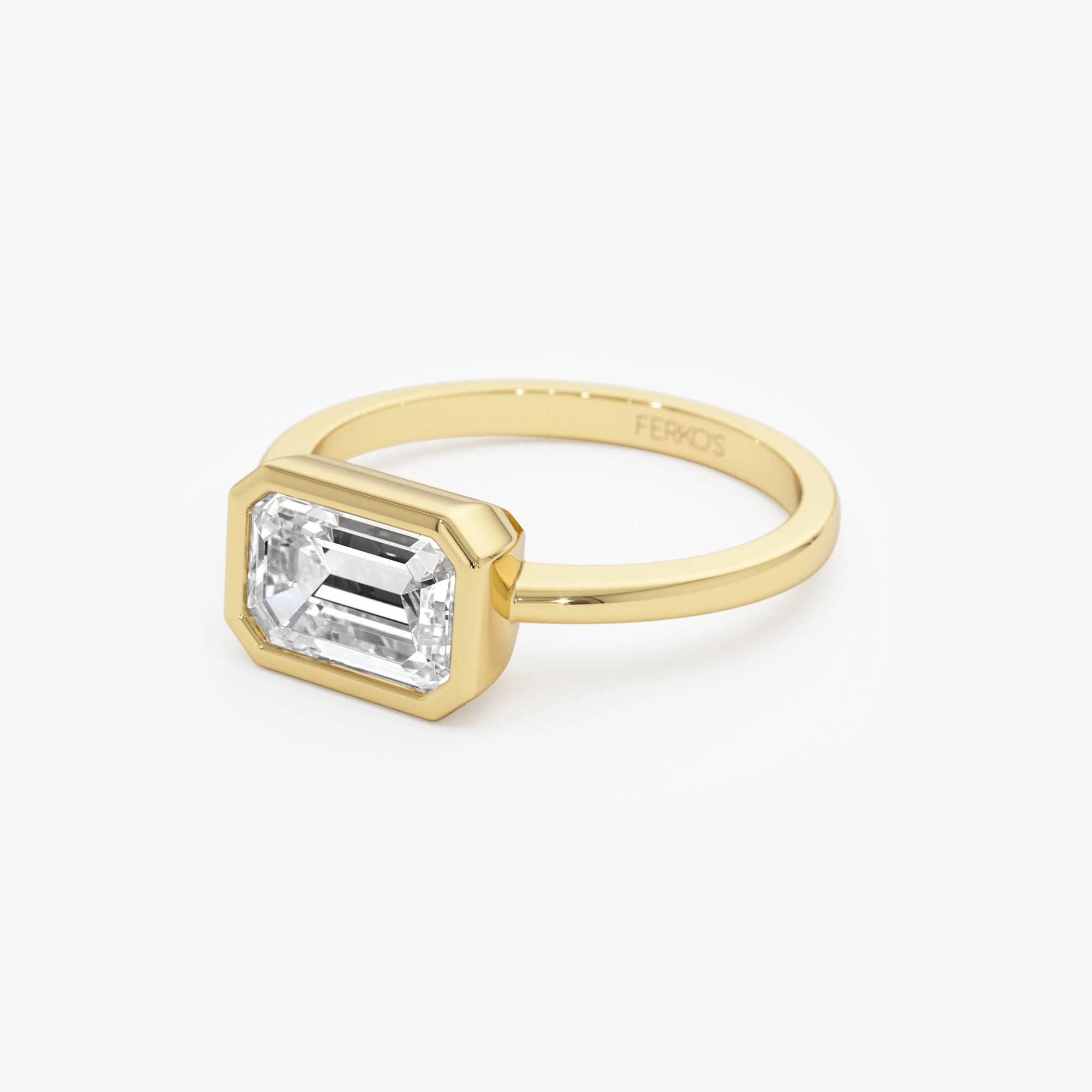 1.50 Ctw East West Emerald Cut Lab Grown Bezel Setting Modern Engagement Ring - Dahlia - Image 8