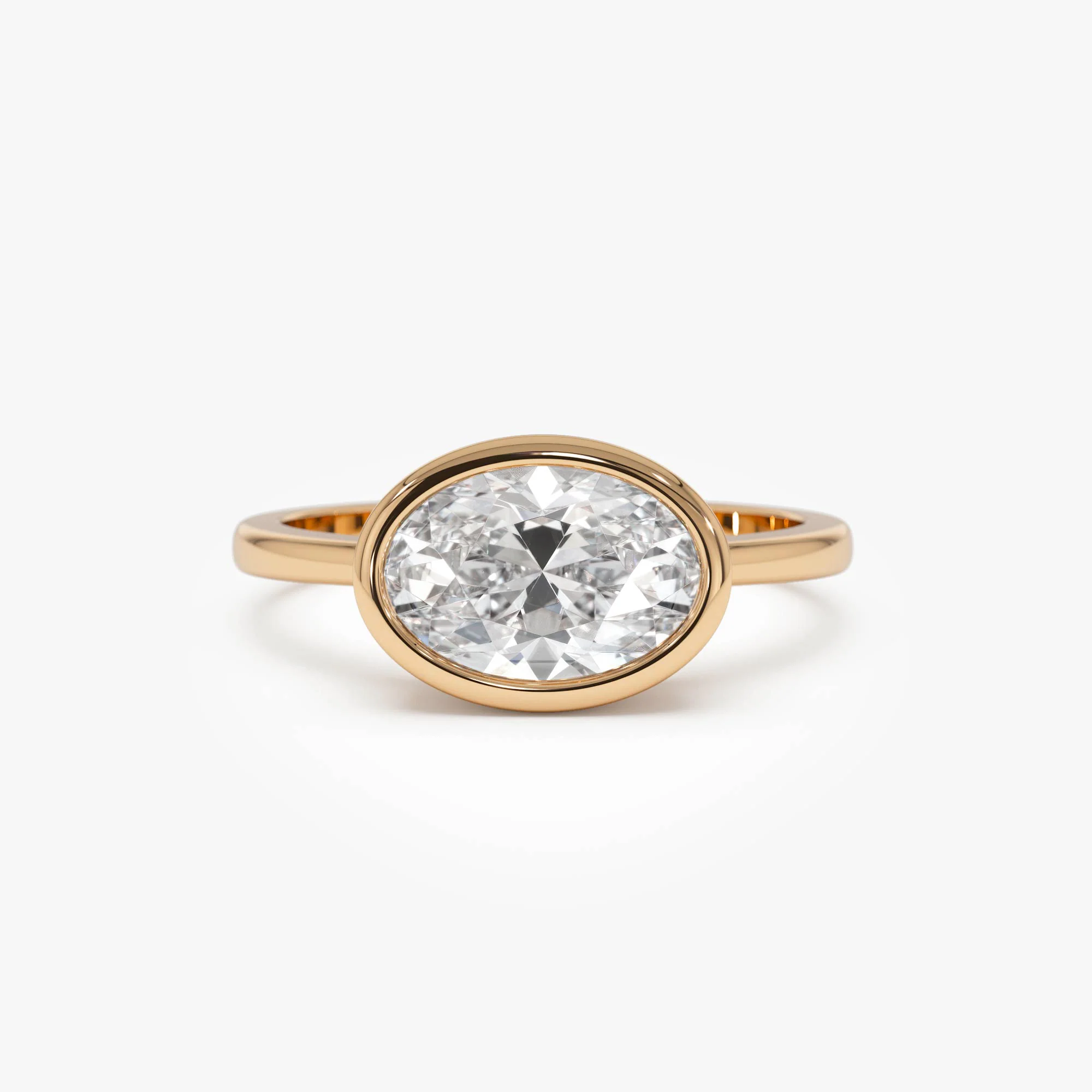 1.50 Ctw East West Oval Shaped Lab Grown Bezel Setting Modern Engagement Ring, Lenora - Image 6