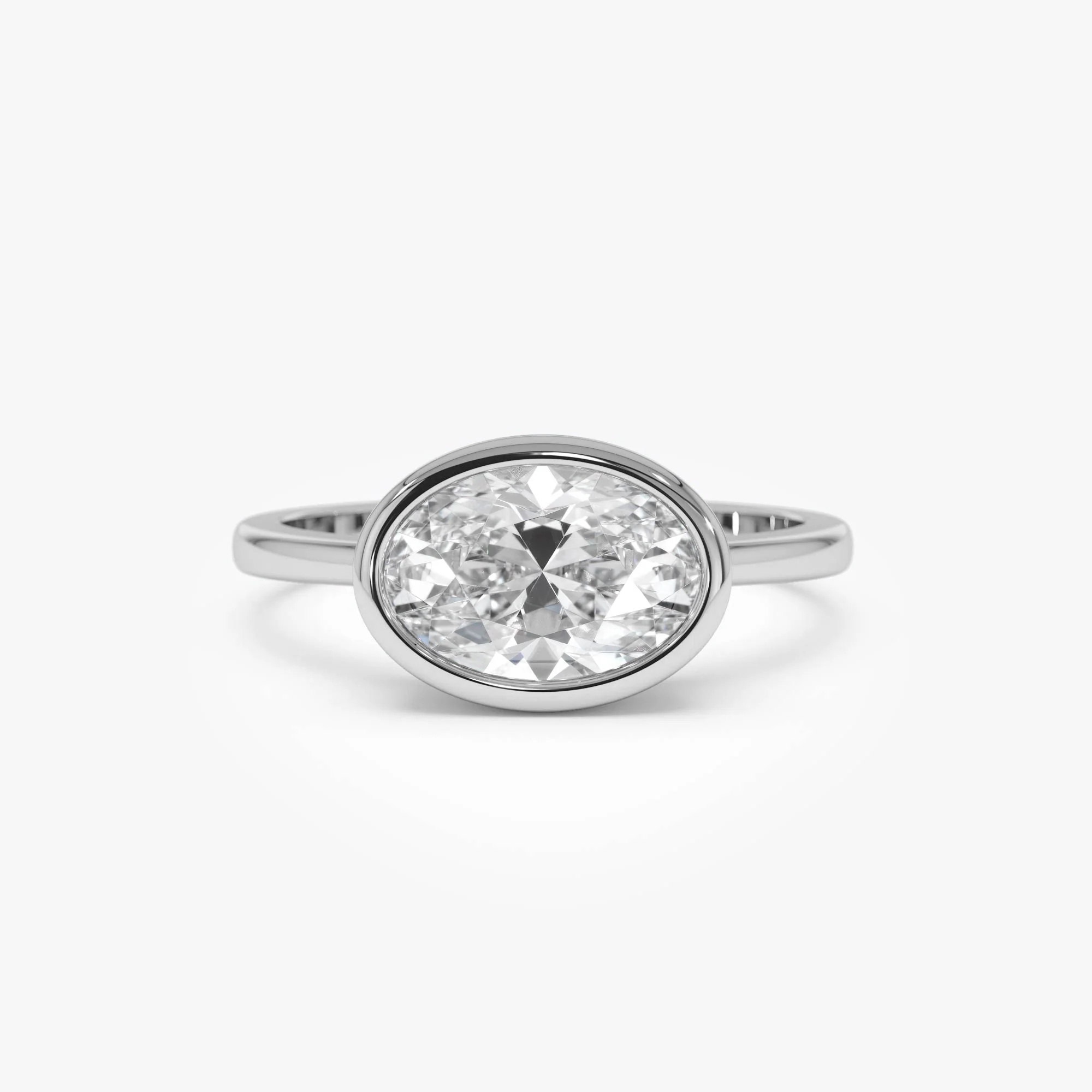 1.50 Ctw East West Oval Shaped Lab Grown Bezel Setting Modern Engagement Ring, Lenora - Image 7