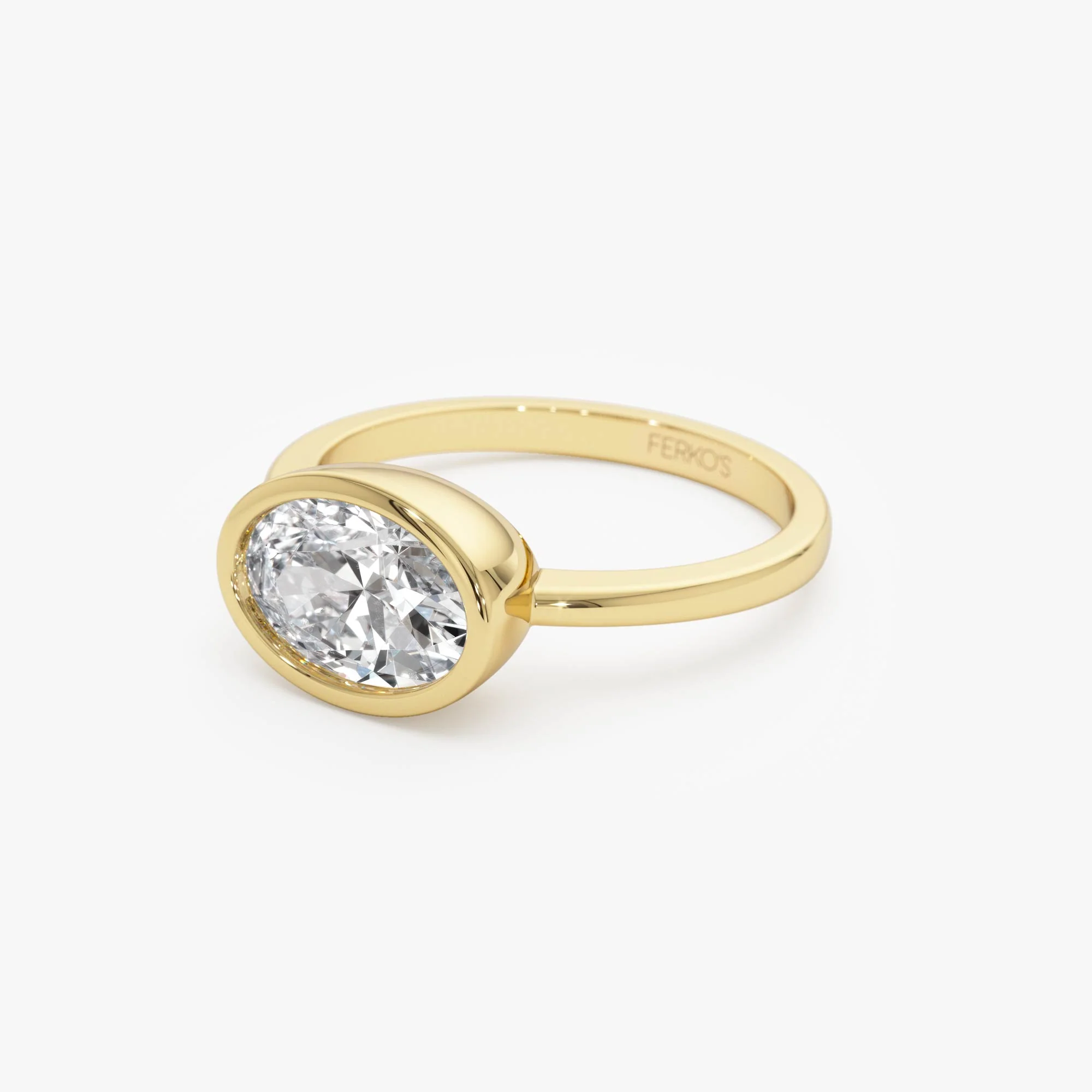 1.50 Ctw East West Oval Shaped Lab Grown Bezel Setting Modern Engagement Ring, Lenora - Image 8
