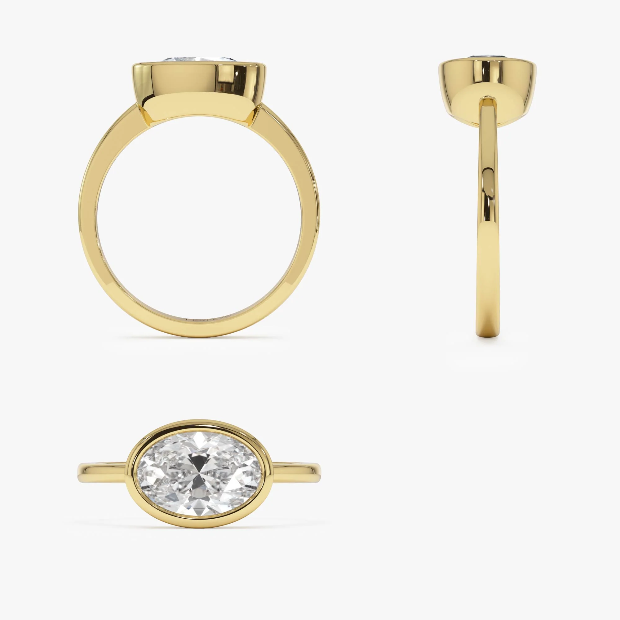 1.50 Ctw East West Oval Shaped Lab Grown Bezel Setting Modern Engagement Ring, Lenora - Image 9