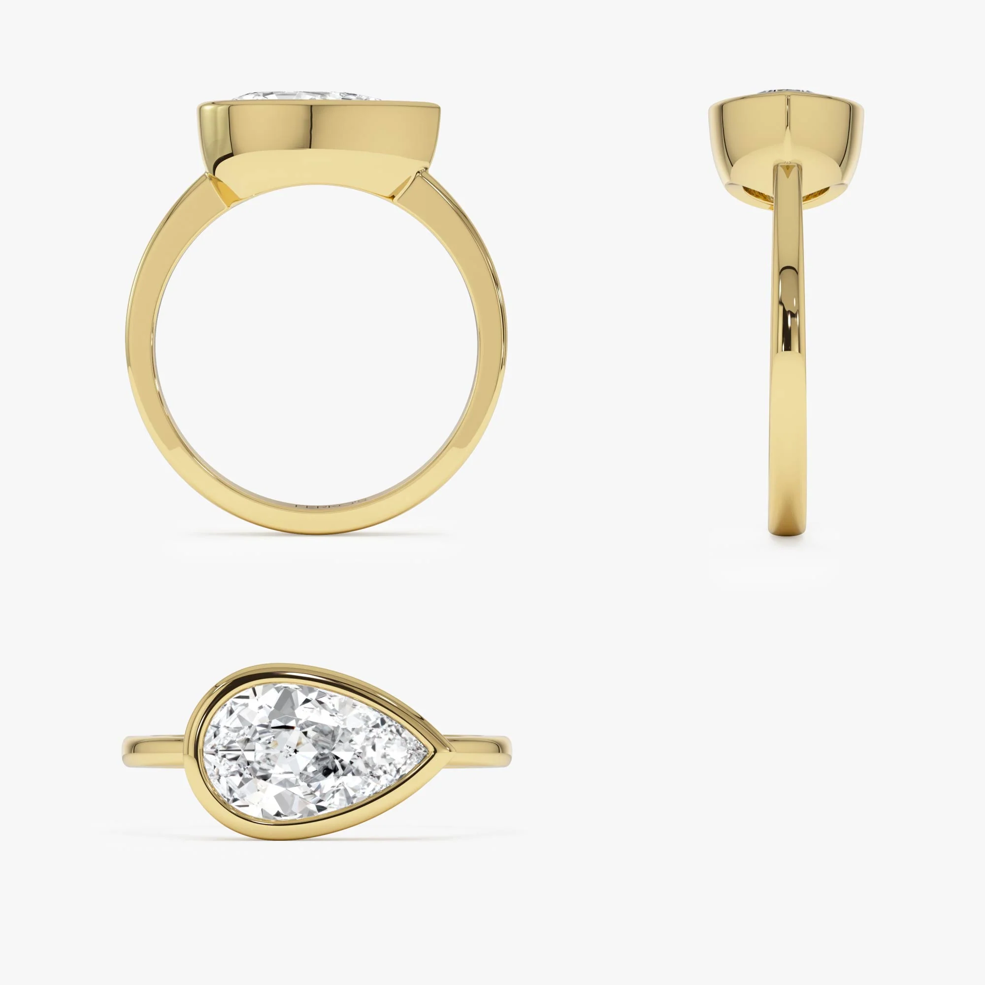 1.50 Ctw East West Pear Shaped Lab Grown Bezel Setting Modern Engagement Ring, Mirabel - Image 10