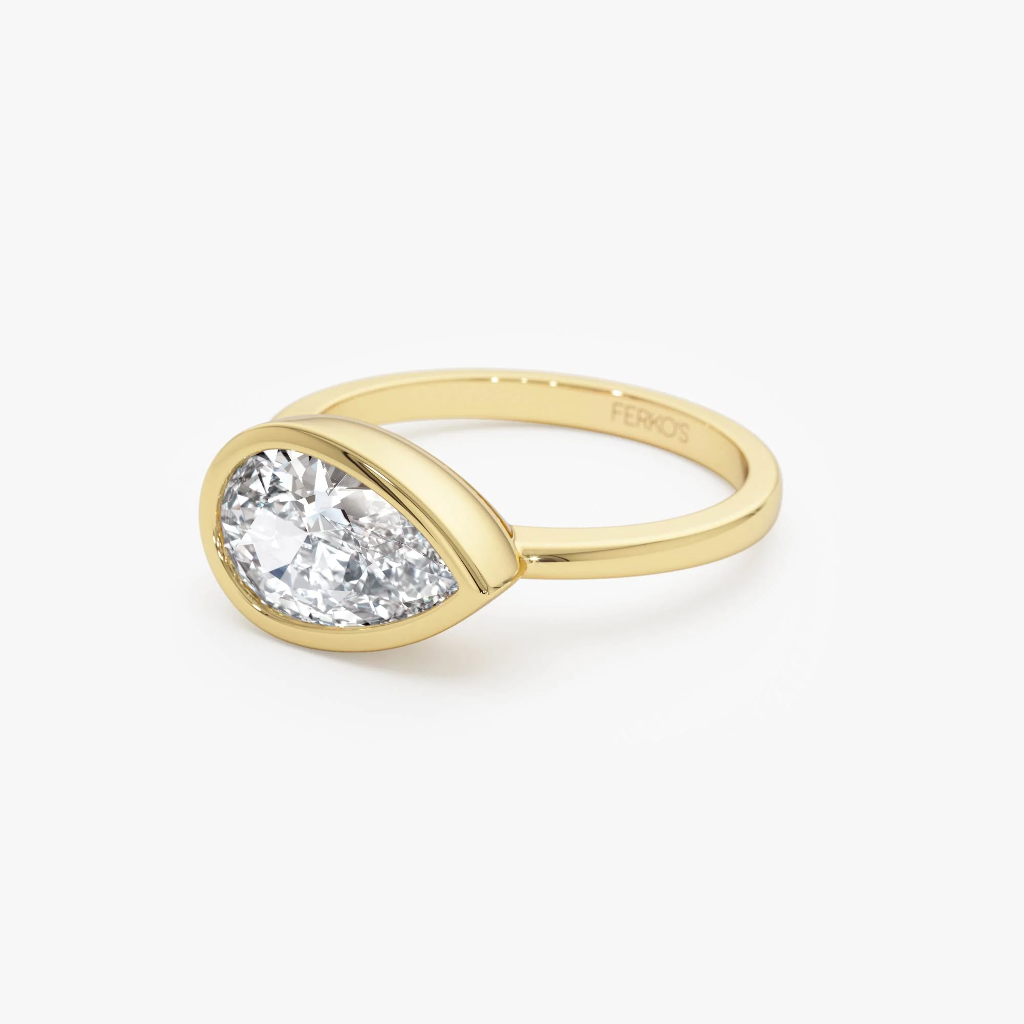 1.50 Ctw East West Pear Shaped Lab Grown Bezel Setting Modern Engagement Ring, Mirabel - Image 9