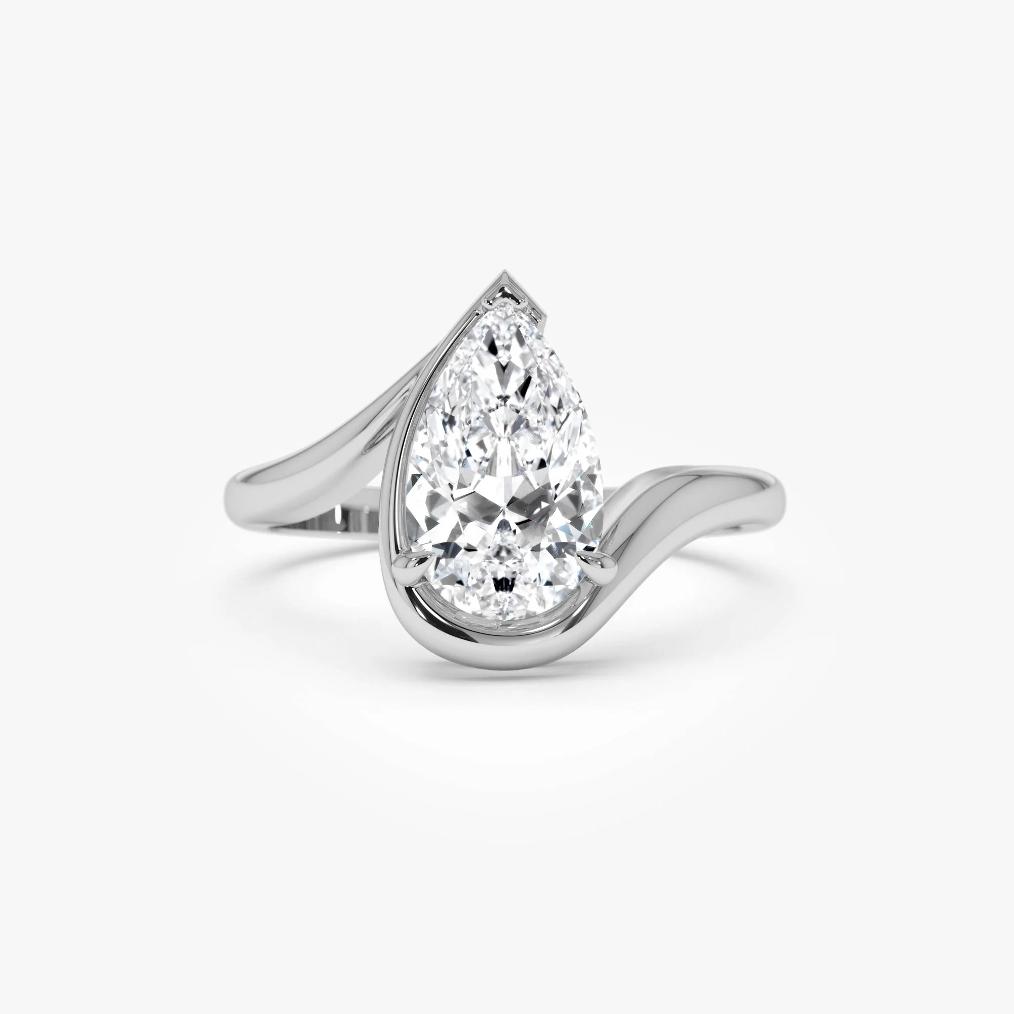 1.50 Ctwt 14k Gold Lab Grown Pear Diamond Ring with Bypass Design - Novelle - Image 7