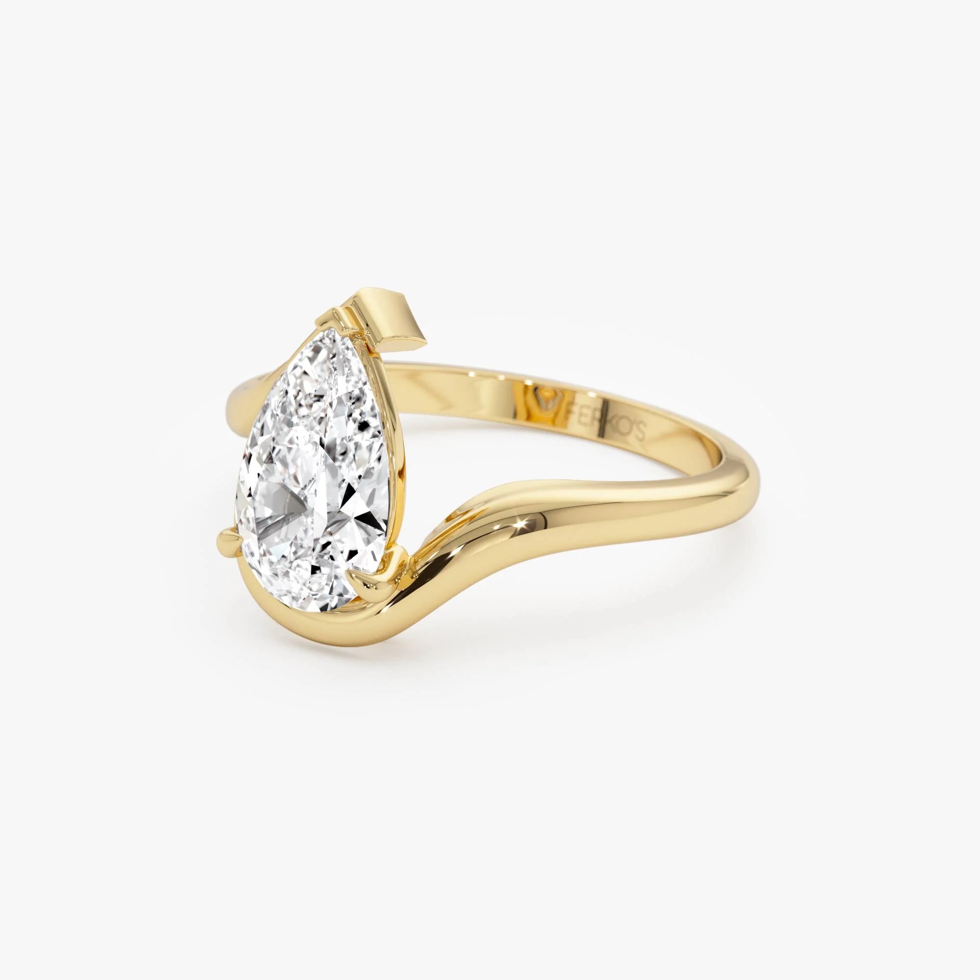 1.50 Ctwt 14k Gold Lab Grown Pear Diamond Ring with Bypass Design - Novelle - Image 8