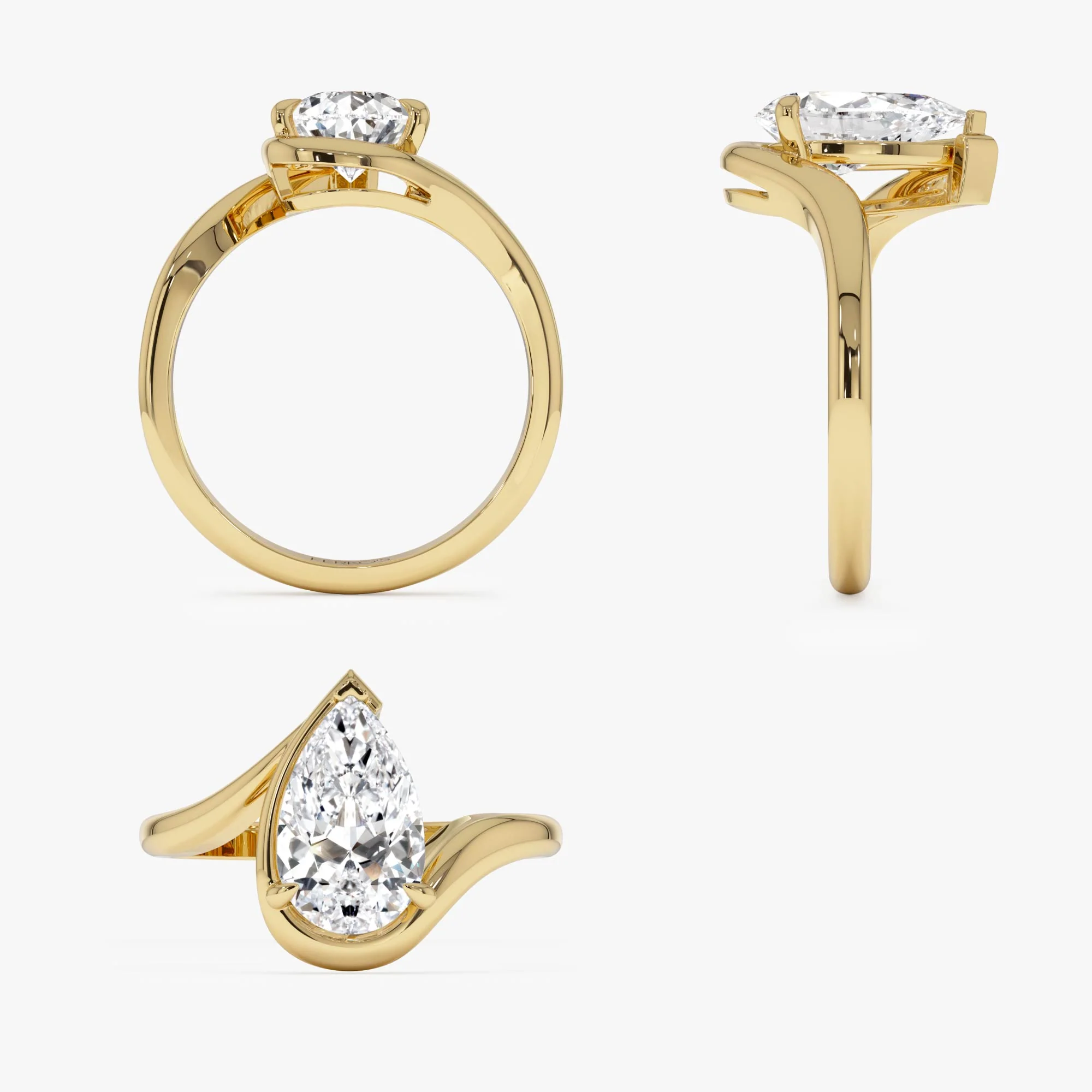 1.50 Ctwt 14k Gold Lab Grown Pear Diamond Ring with Bypass Design - Novelle - Image 9