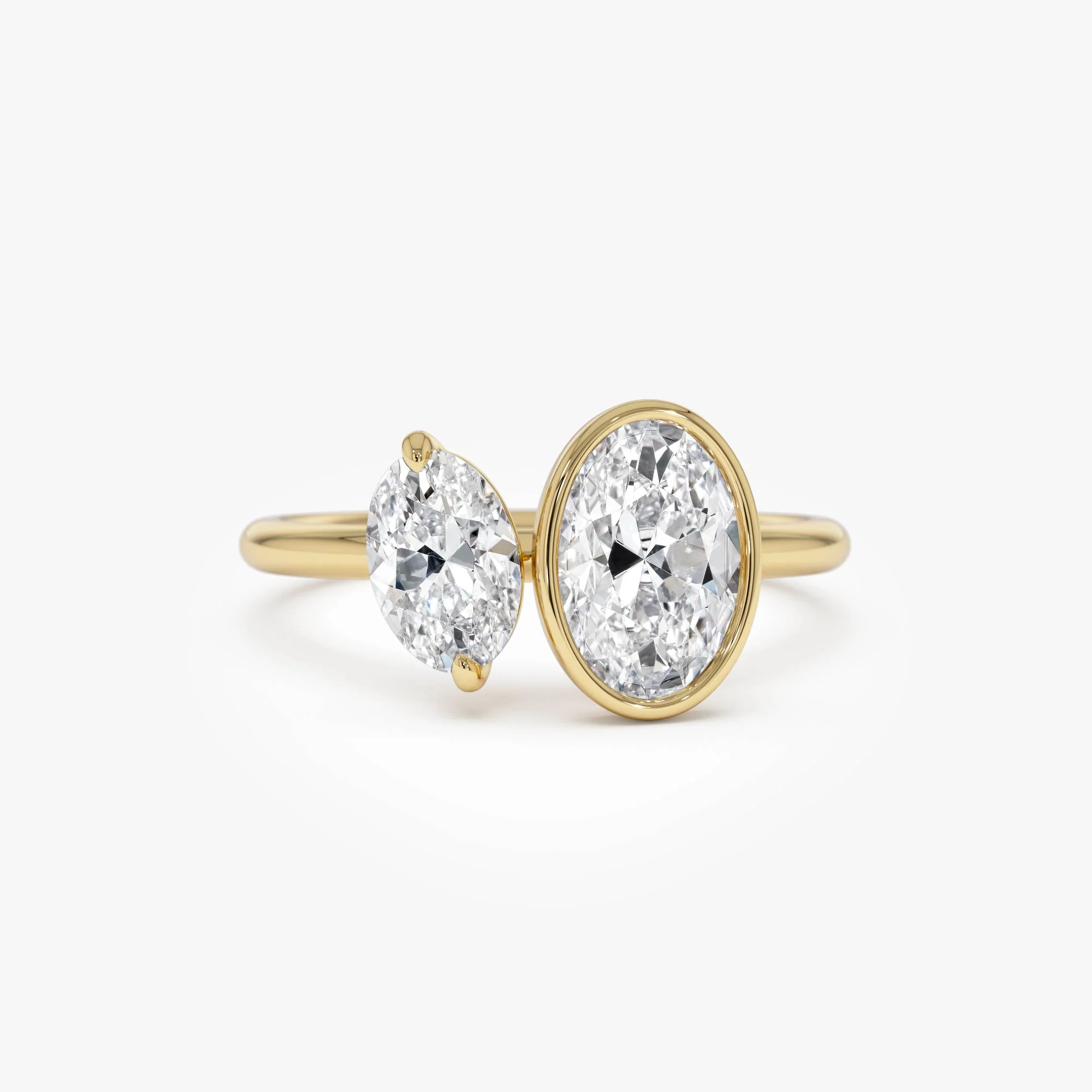 1.50ct 14k Oval Shaped Lab Grown Diamond Toi et Moi Ring - Amia