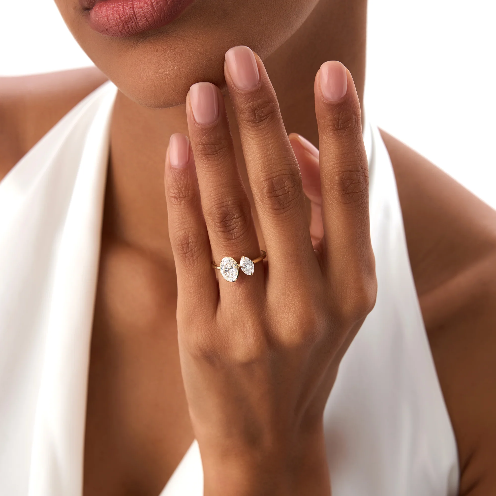 1.50ct 14k Oval Shaped Lab Grown Diamond Toi et Moi Ring - Amia - Image 2