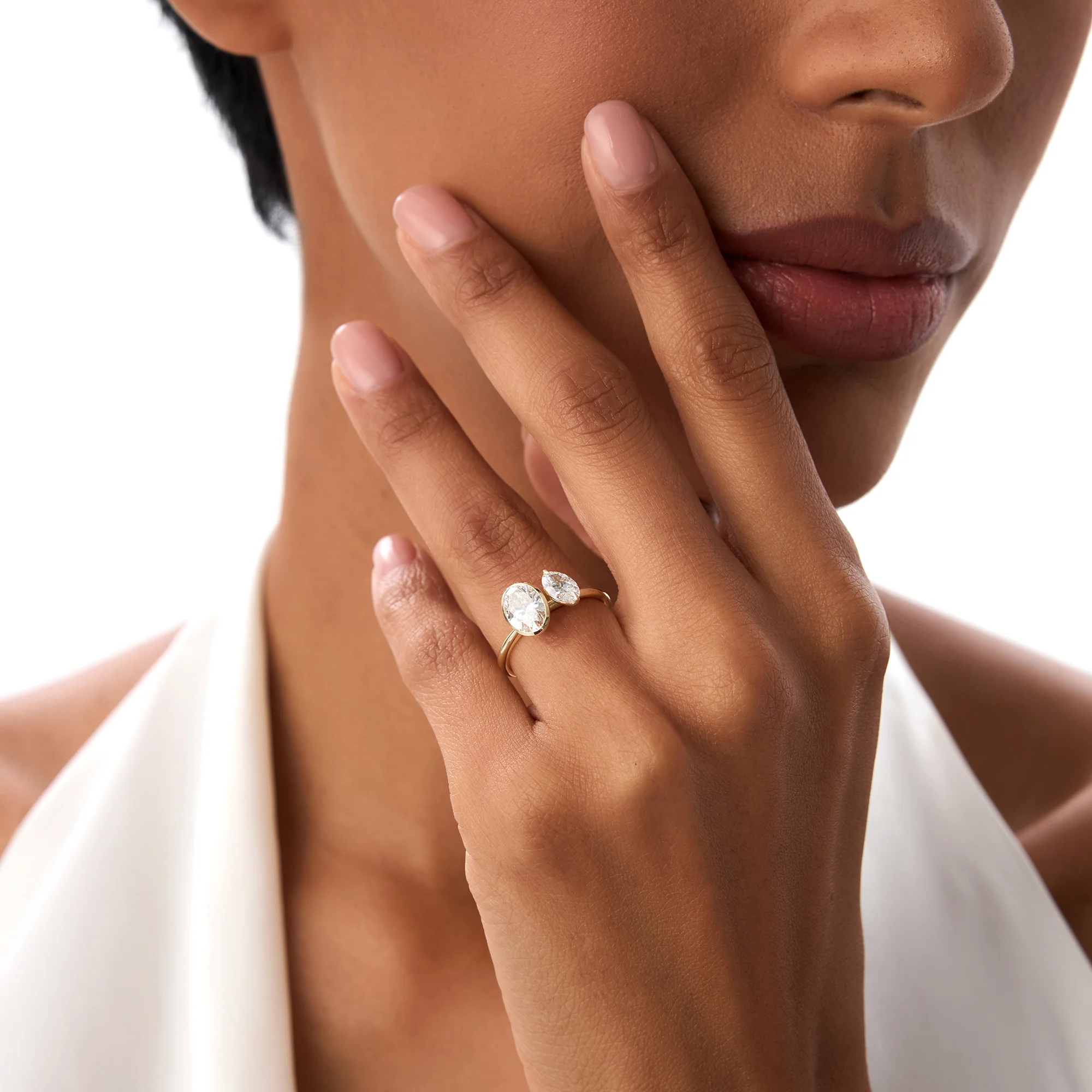 1.50ct 14k Oval Shaped Lab Grown Diamond Toi et Moi Ring - Amia - Image 3