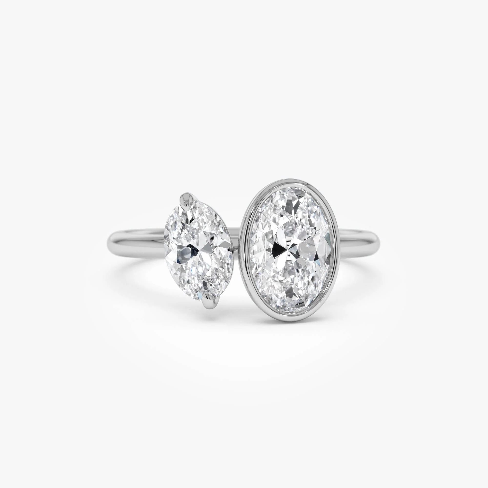 1.50ct 14k Oval Shaped Lab Grown Diamond Toi et Moi Ring - Amia - Image 6