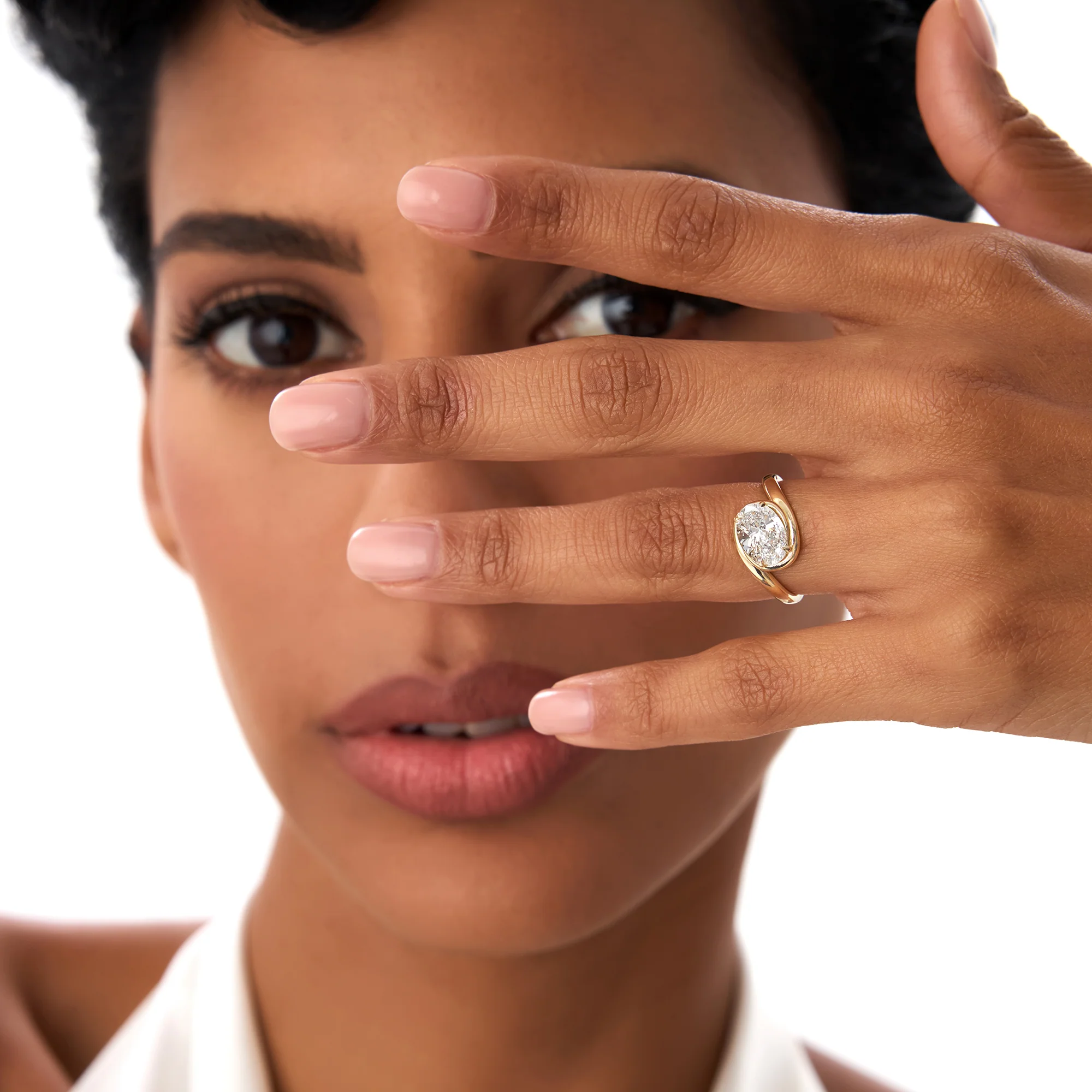 1.50ctw 14k Oval Shaped LabGrown Diamond Bypass Engagement Ring - Bianca - Image 3