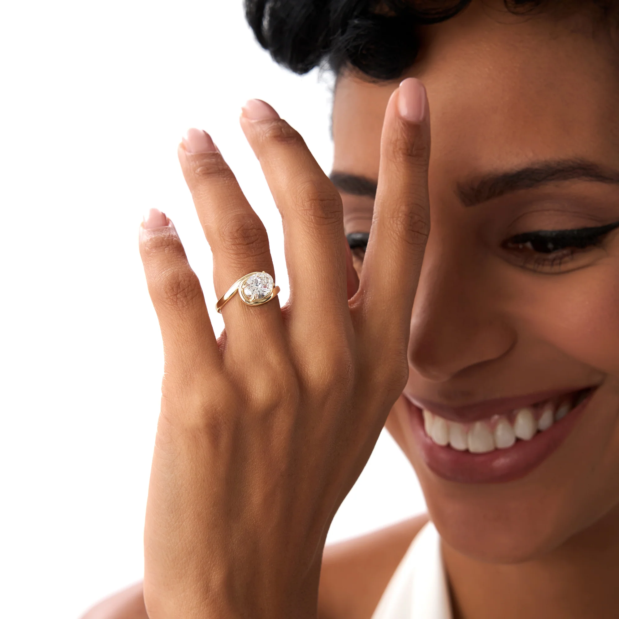 1.50ctw 14k Oval Shaped LabGrown Diamond Bypass Engagement Ring - Bianca - Image 4