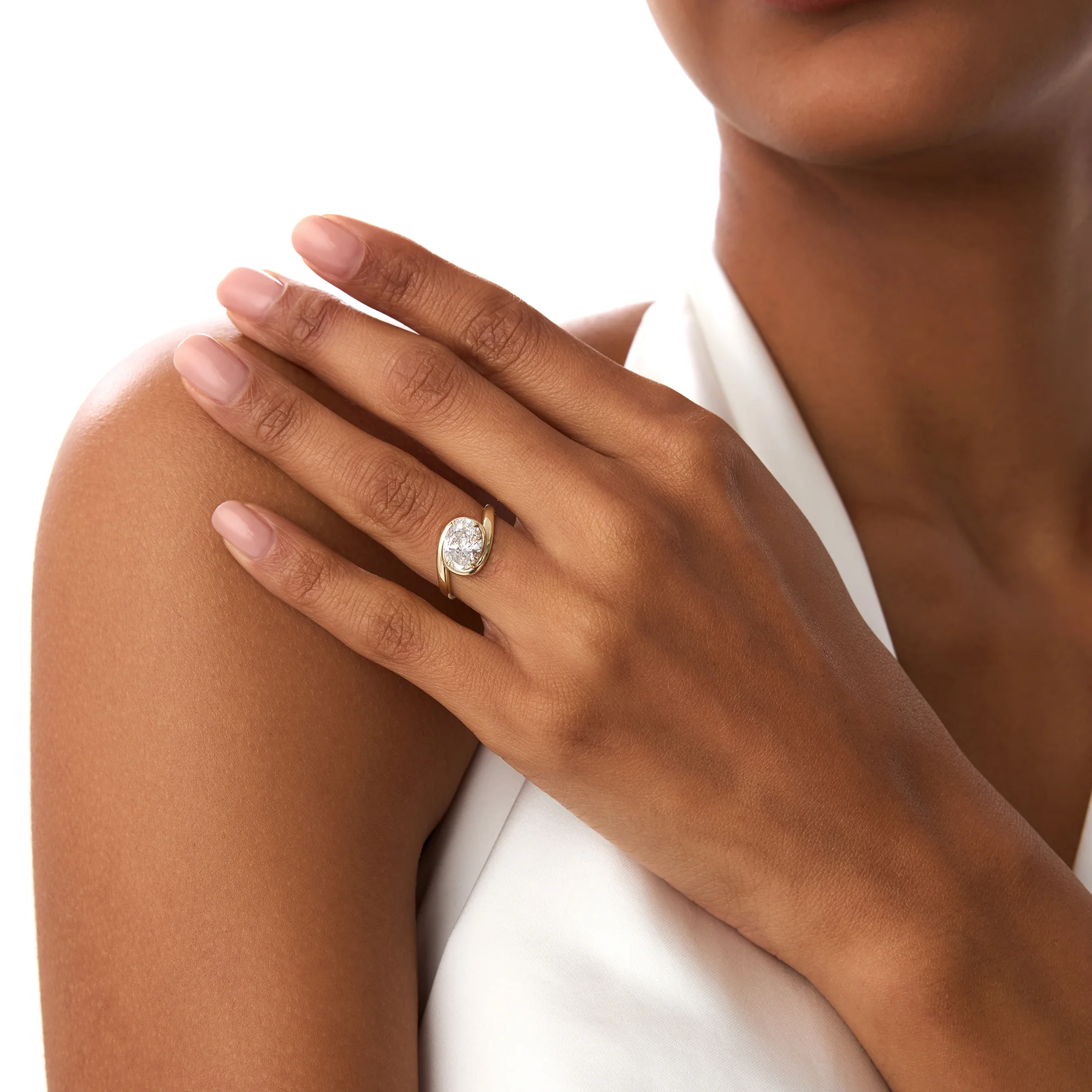 1.50ctw 14k Oval Shaped LabGrown Diamond Bypass Engagement Ring - Bianca - Image 5