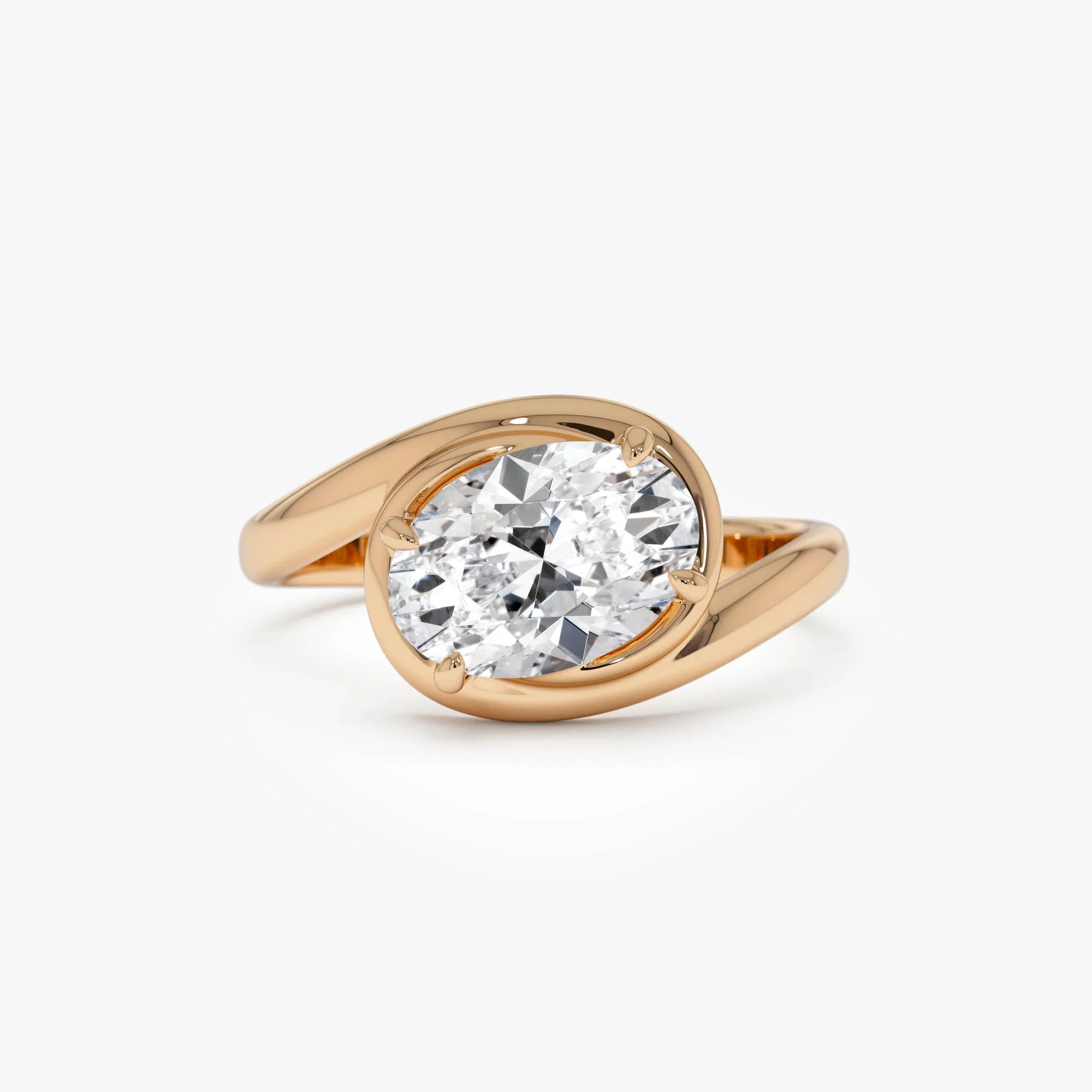 1.50ctw 14k Oval Shaped LabGrown Diamond Bypass Engagement Ring - Bianca - Image 7