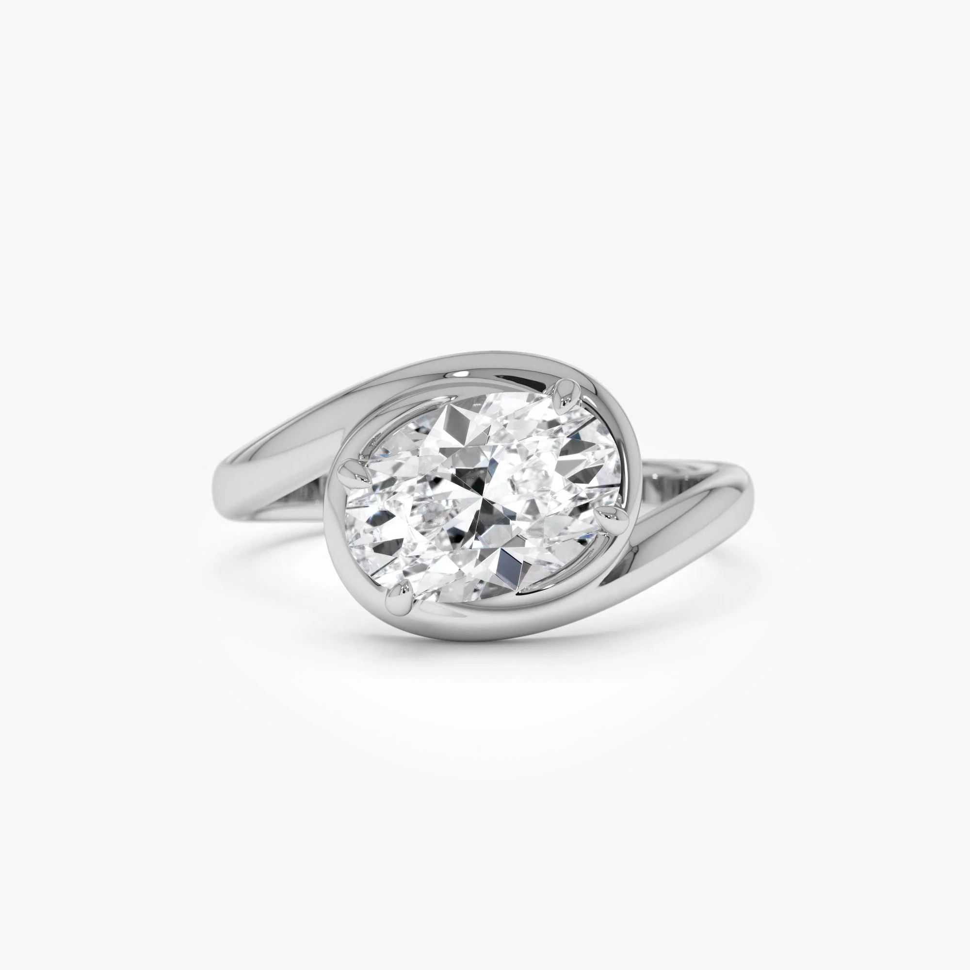 1.50ctw 14k Oval Shaped LabGrown Diamond Bypass Engagement Ring - Bianca - Image 8