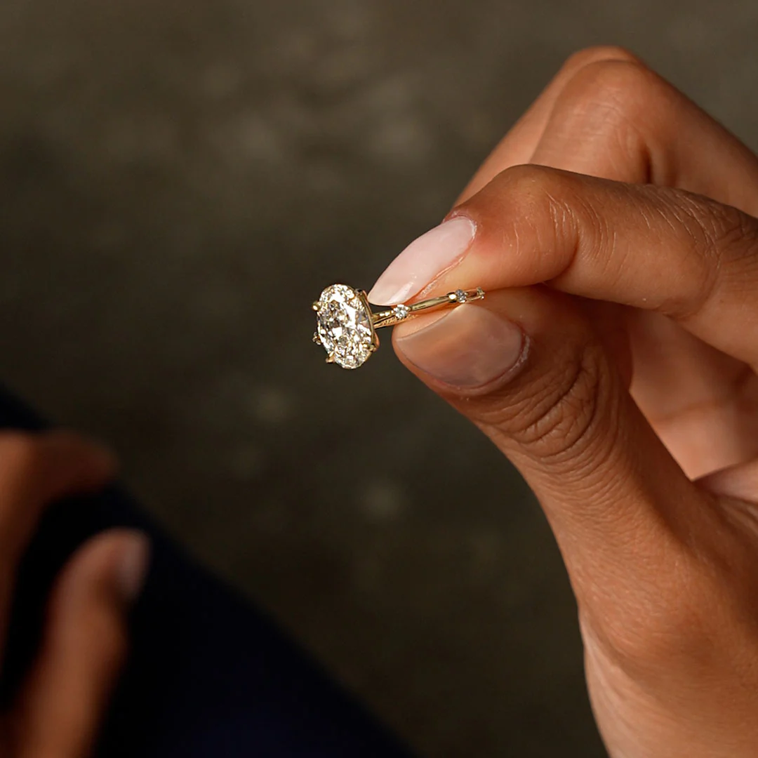 1.55 Ctw 14k Lab Grown Oval Diamond Engagement Ring Accent Band - Solenne - Image 4