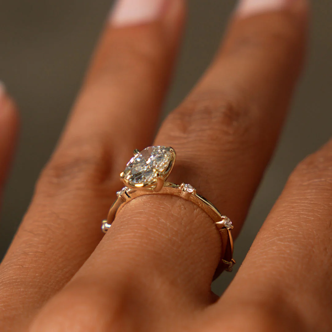 1.55 Ctw 14k Lab Grown Oval Diamond Engagement Ring Accent Band - Solenne - Image 5