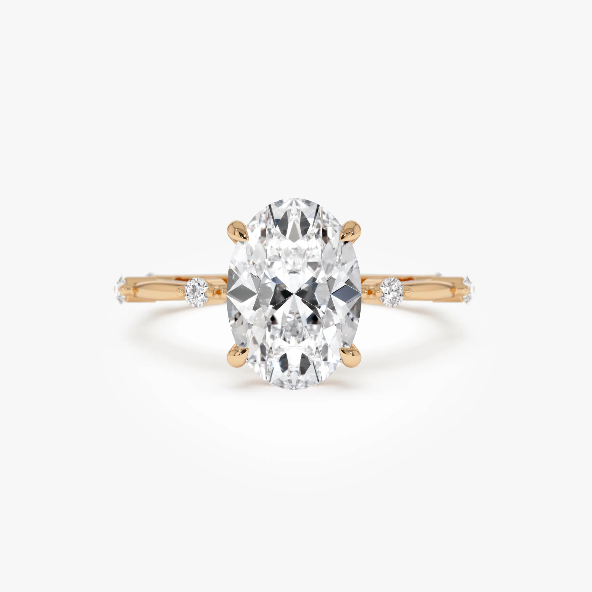 1.55 Ctw 14k Lab Grown Oval Diamond Engagement Ring Accent Band - Solenne - Image 6