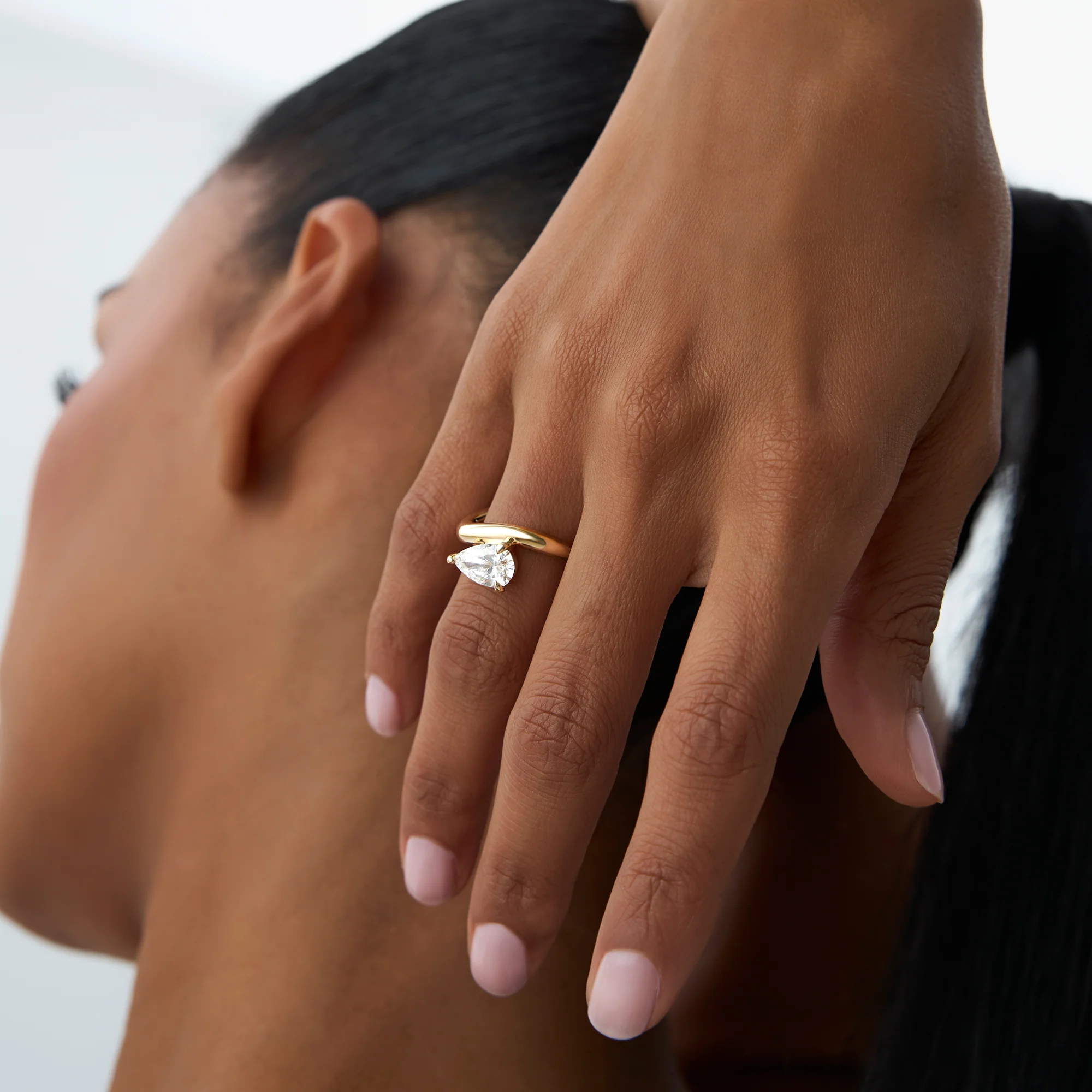 1.55 ctw 14k Lab Grown Pear Shaped Wave Diamond Engagement Ring  - Sophie - Image 3