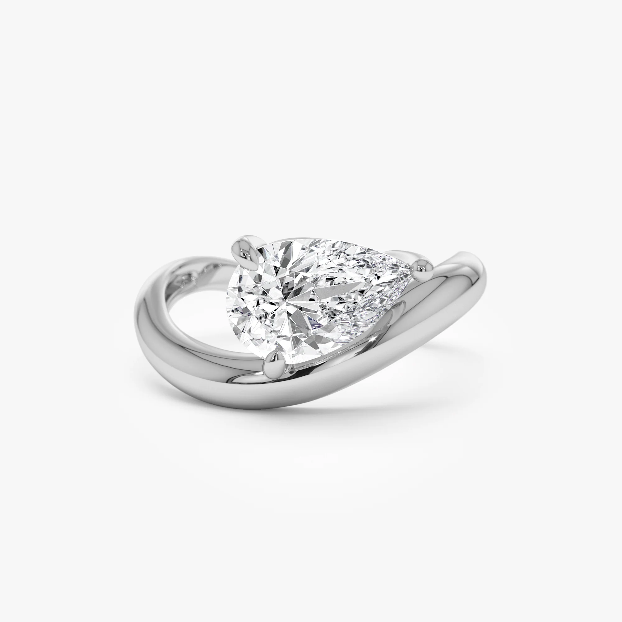 1.55 ctw 14k Lab Grown Pear Shaped Wave Diamond Engagement Ring  - Sophie - Image 5