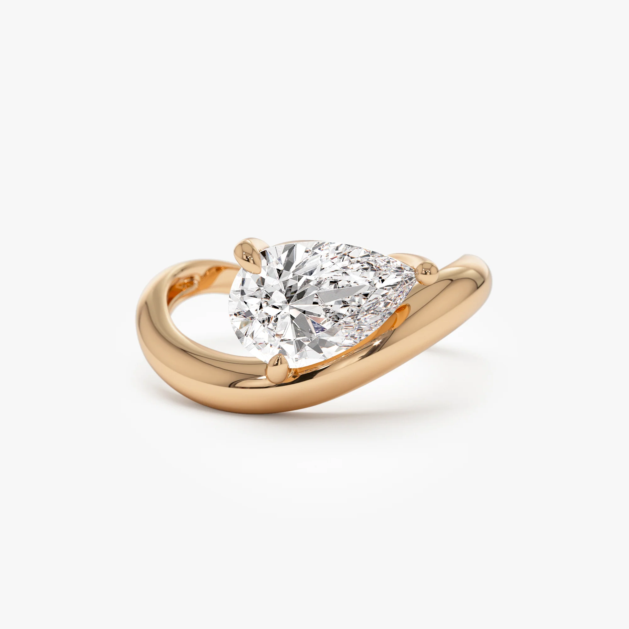 1.55 ctw 14k Lab Grown Pear Shaped Wave Diamond Engagement Ring  - Sophie - Image 6