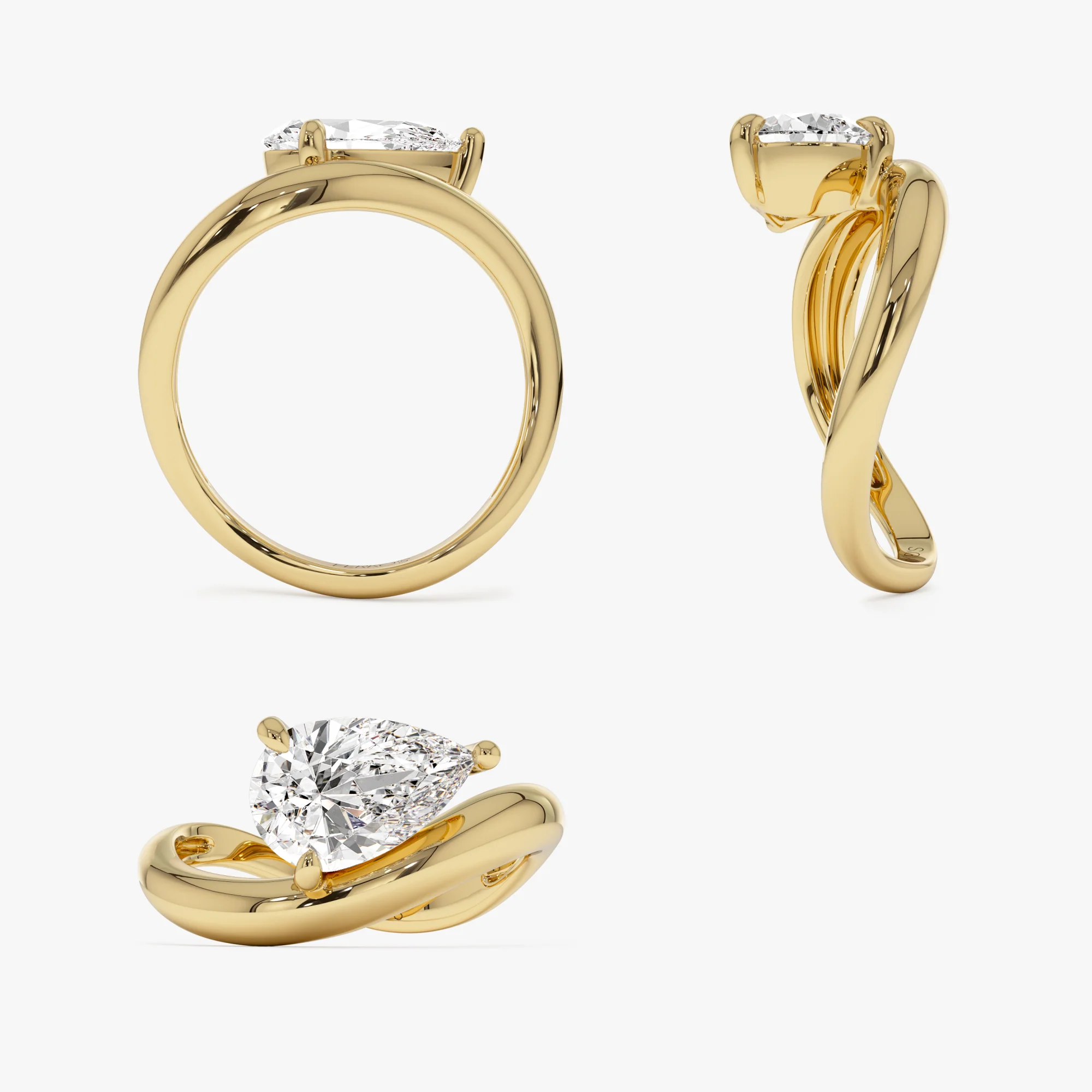 1.55 ctw 14k Lab Grown Pear Shaped Wave Diamond Engagement Ring  - Sophie - Image 8