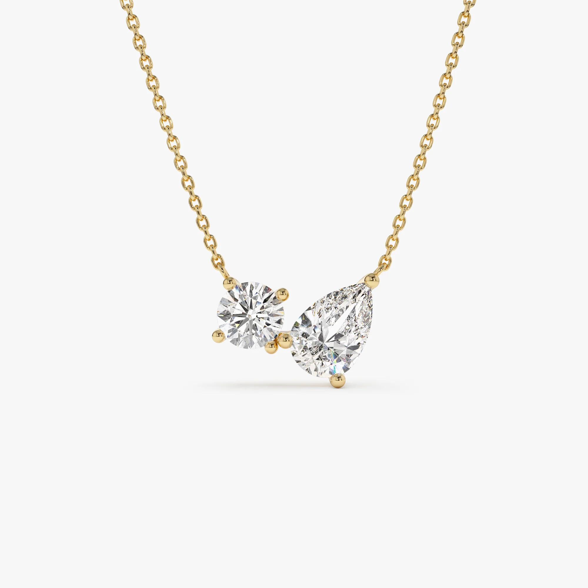 1.55 ctw 14k Pear Shaped and Round Lab Grown Diamond Neklace - Maria
