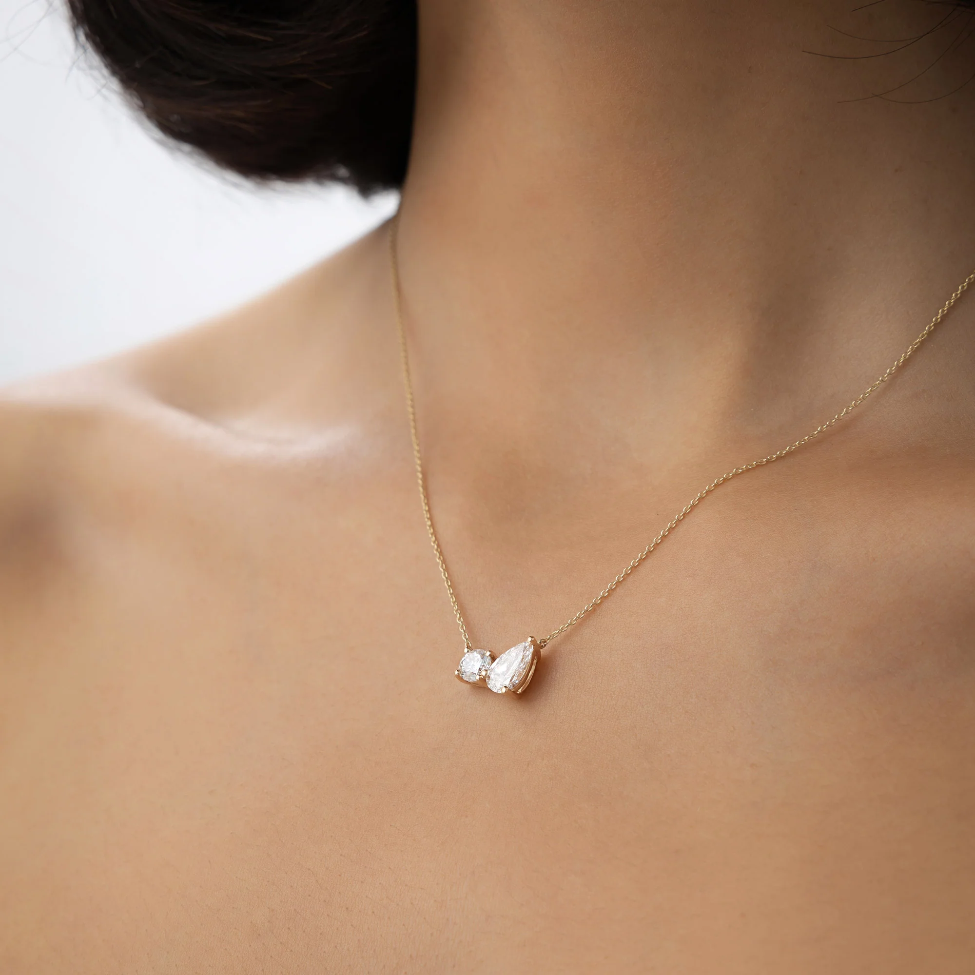 1.55 ctw 14k Pear Shaped and Round Lab Grown Diamond Neklace - Maria - Image 4