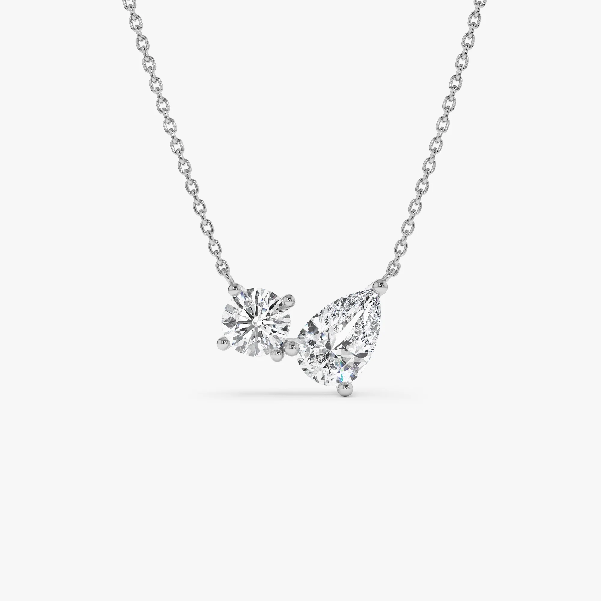 1.55 ctw 14k Pear Shaped and Round Lab Grown Diamond Neklace - Maria - Image 6