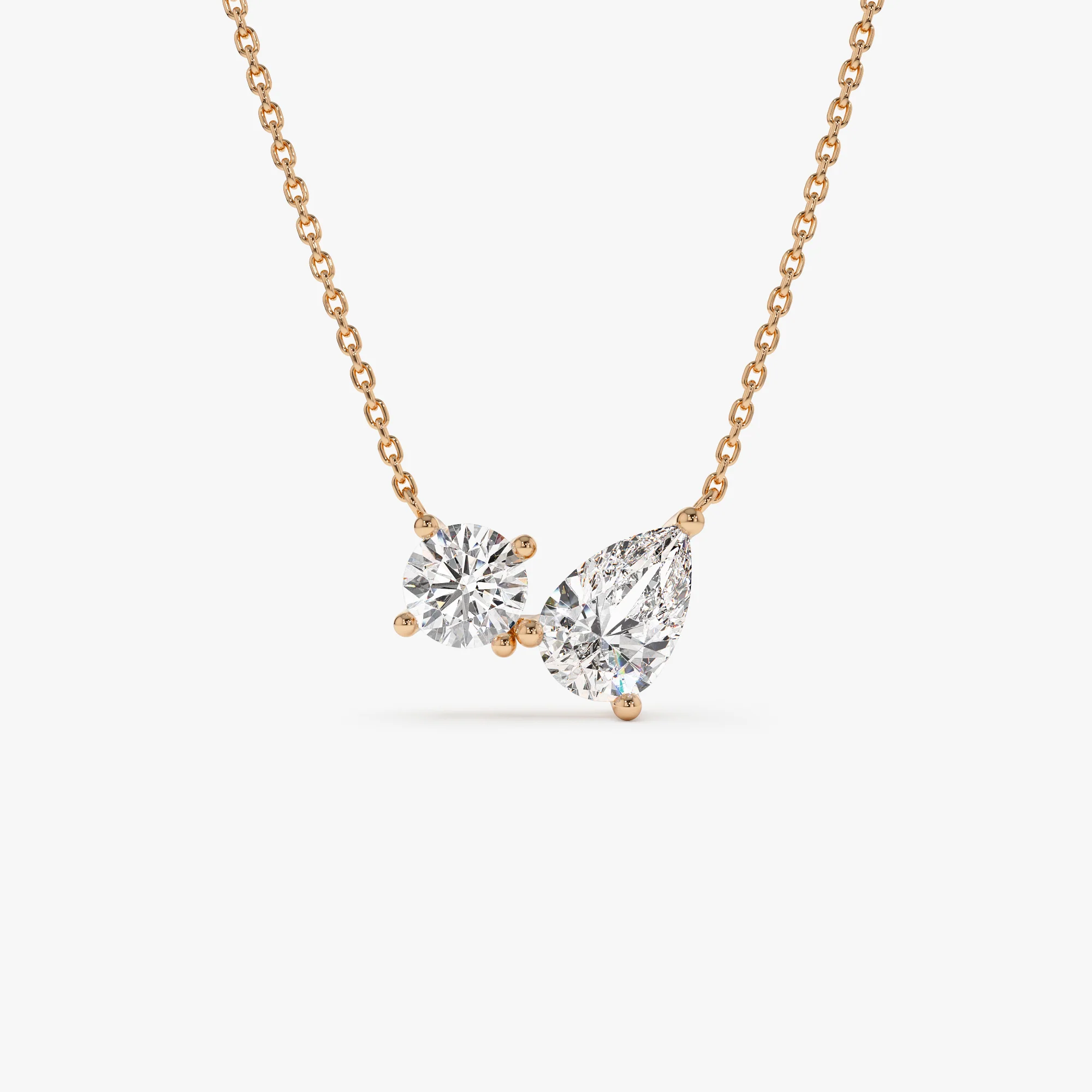1.55 ctw 14k Pear Shaped and Round Lab Grown Diamond Neklace - Maria - Image 7