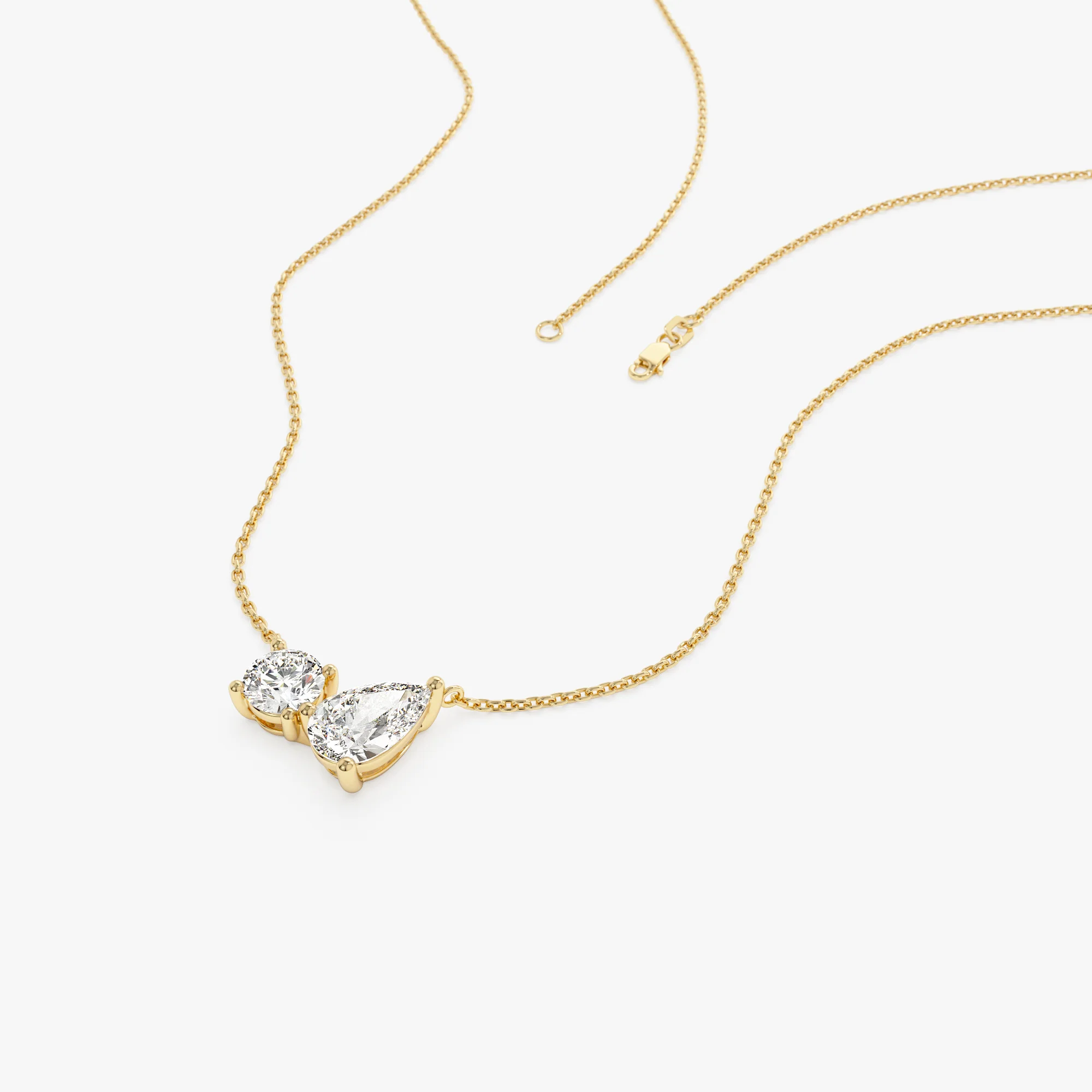 1.55 ctw 14k Pear Shaped and Round Lab Grown Diamond Neklace - Maria - Image 8