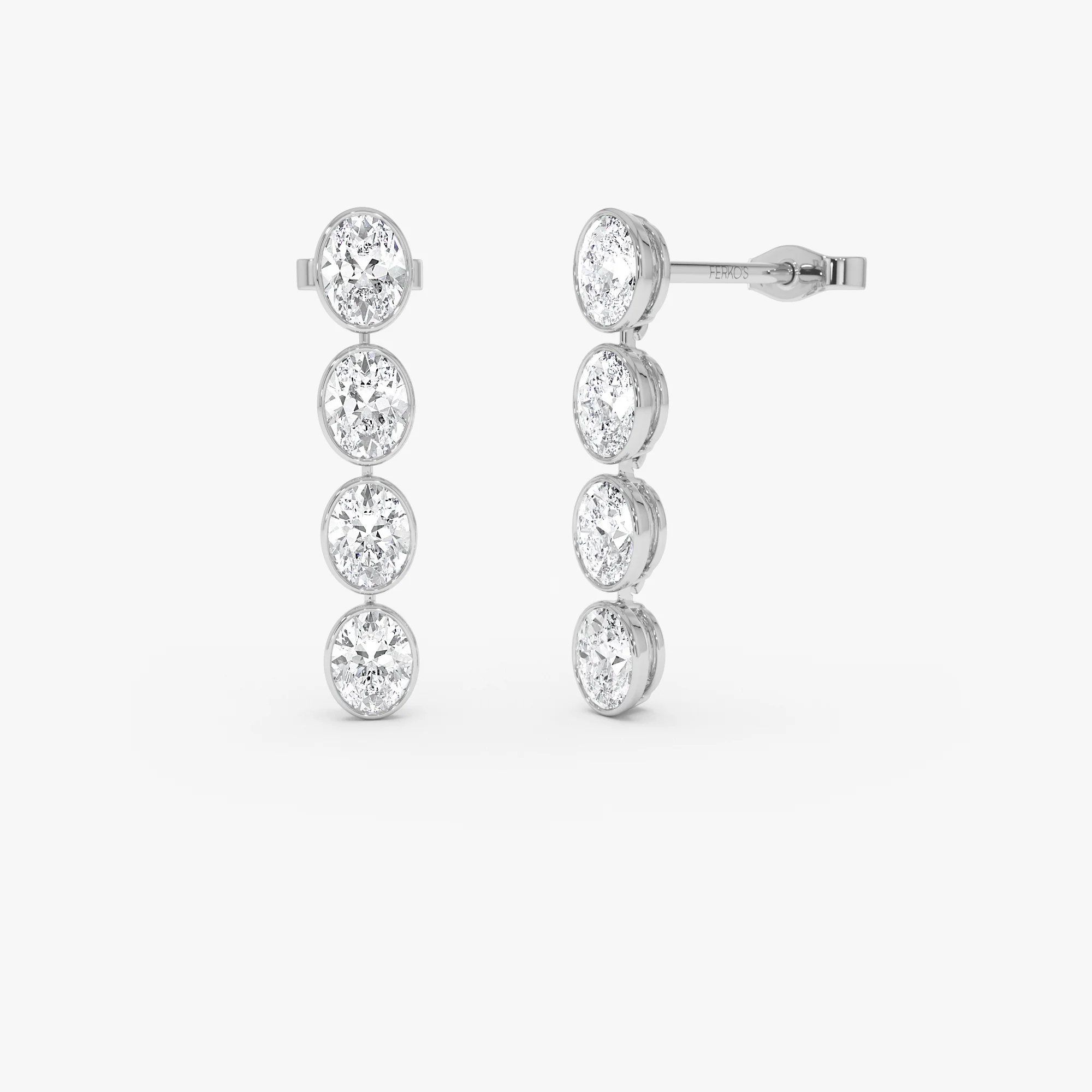 1.60 Ctw 14k Bezel Setting Oval Shape Lab Grown Diamond Dangling Stud Earrings - Bia - Image 5