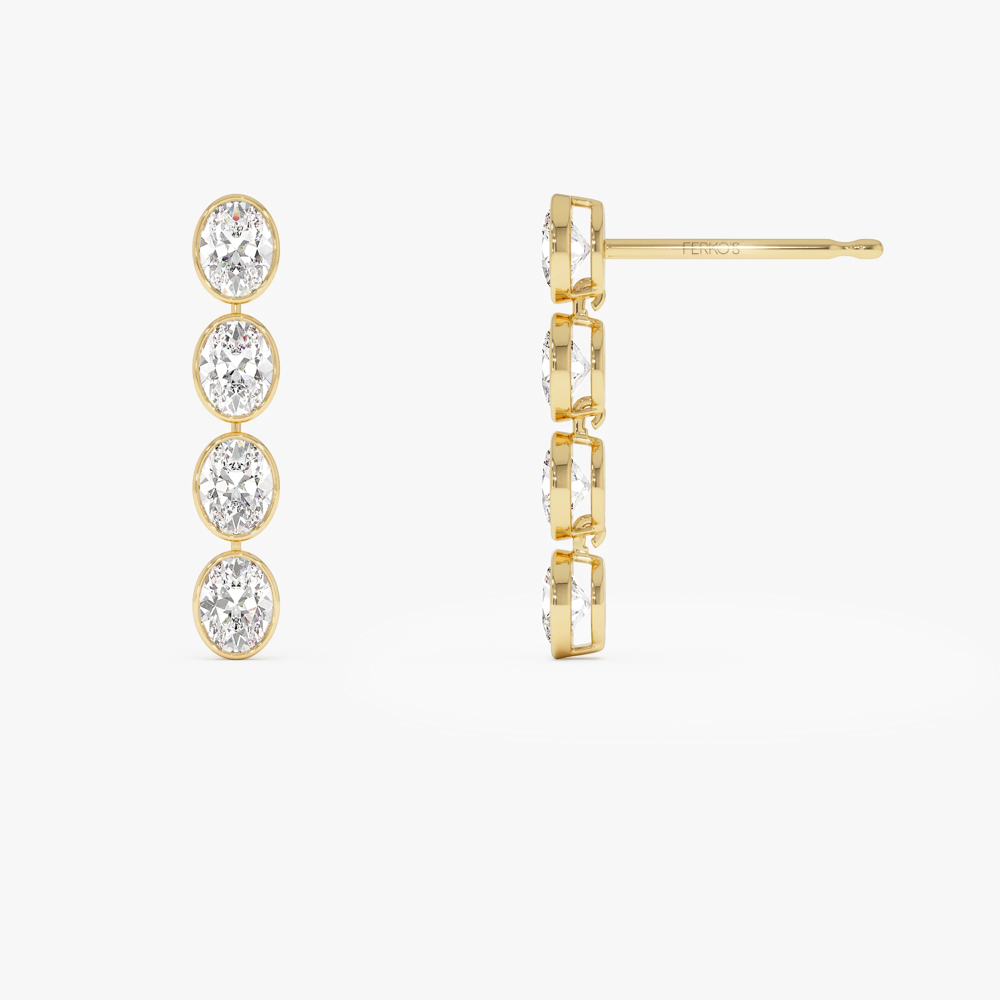 1.60 Ctw 14k Bezel Setting Oval Shape Lab Grown Diamond Dangling Stud Earrings - Bia - Image 7