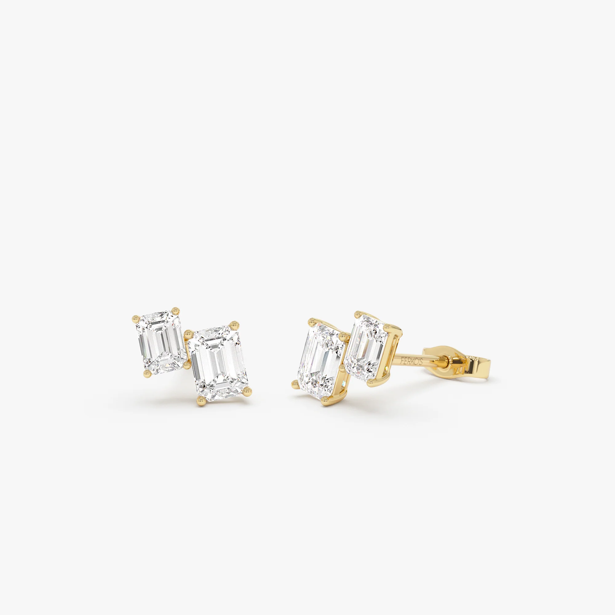 1.75 ctw 14k Lab Grown Emerald Cut Diamond Double Stud Earrings - Dana