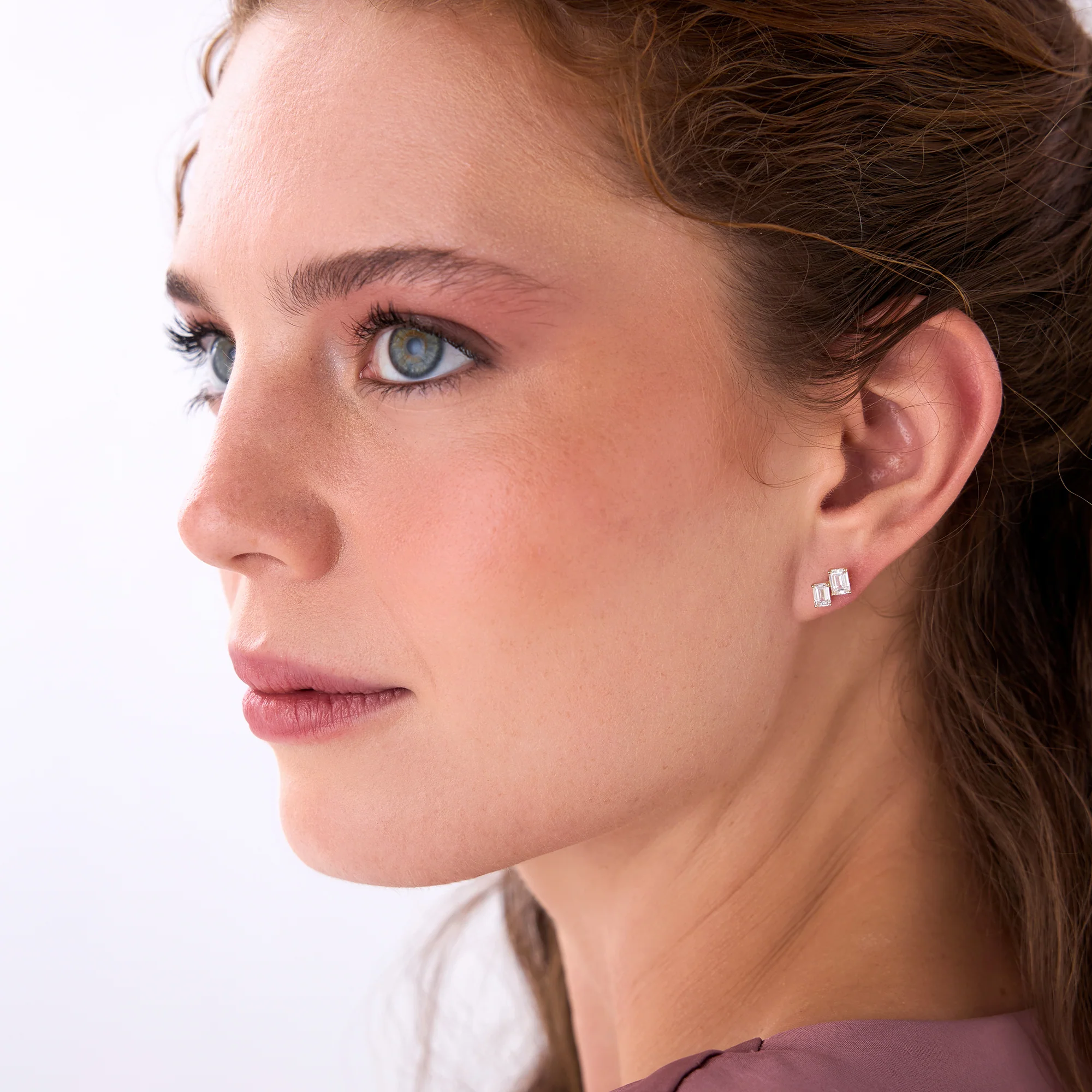 1.75 ctw 14k Lab Grown Emerald Cut Diamond Double Stud Earrings - Dana - Image 2